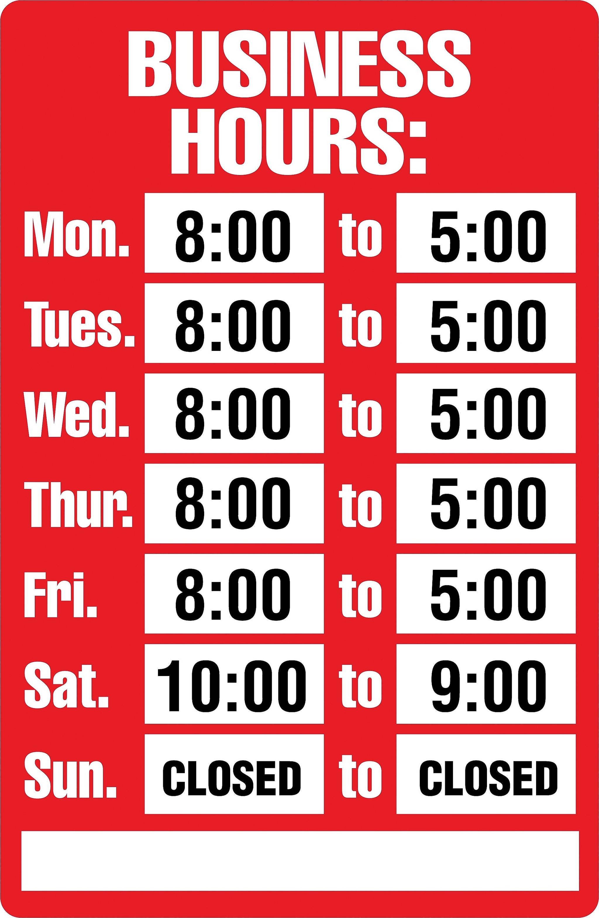 Cosco® Business Hours Sign Kit, 8x12