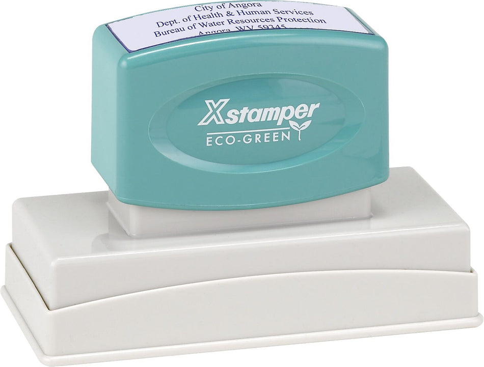 Cosco Custom X-Stamper Brand Pre-Inked Stamp, Rectangular, 7 Lines, 1 1/8" X 3-1/8"