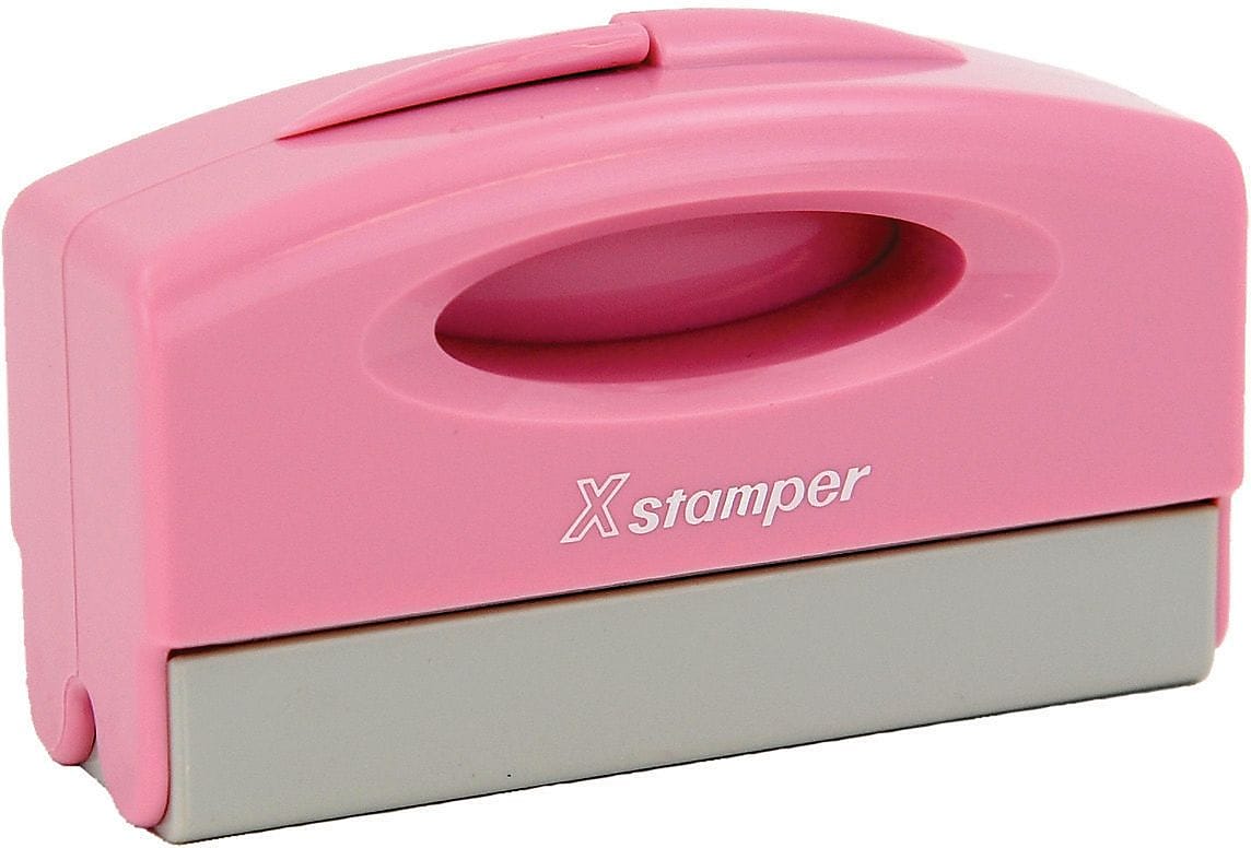 Cosco ECO-GREEN Xstamper® Pre-inked Pink Pocket Stamp, 3 Lines, 1/2