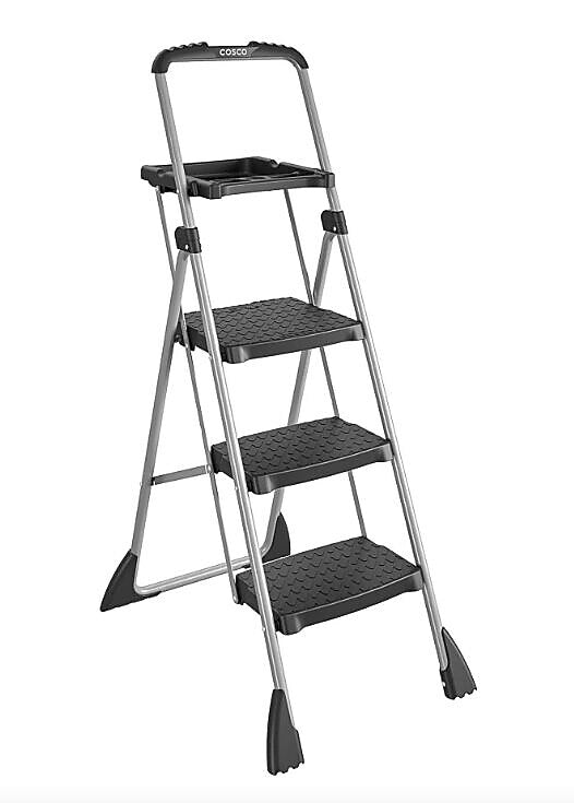 Cosco Max Work Platform, 55" Working Height, 225 lb Capacity, 3 Steps, Steel, Black