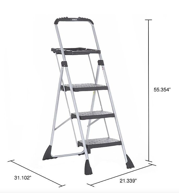 Cosco Max Work Platform, 55" Working Height, 225 lb Capacity, 3 Steps, Steel, Black