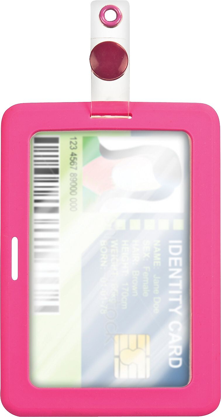 Cosco MyID Rubberized Pink ID Badge Holder for Key Cards and ID Cards, Pink