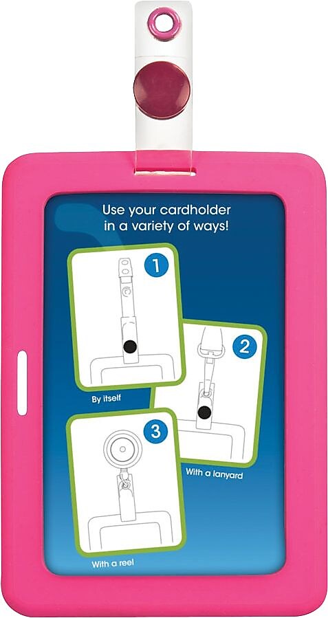 Cosco MyID Rubberized Pink ID Badge Holder for Key Cards and ID Cards, Pink