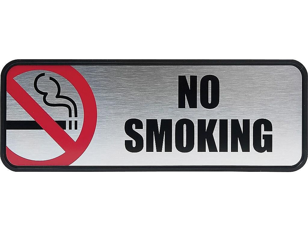 Cosco® No Smoking Wall Sign, Silver/Red