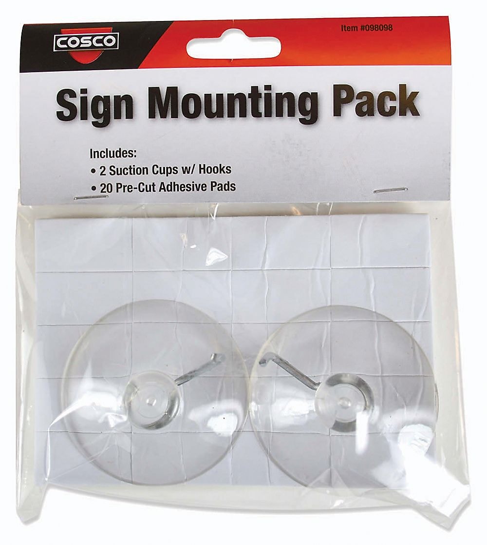 Cosco Sign Accessory Kit, Suction Cups with Hooks and Adhesives,96 Piece, 4 Pack