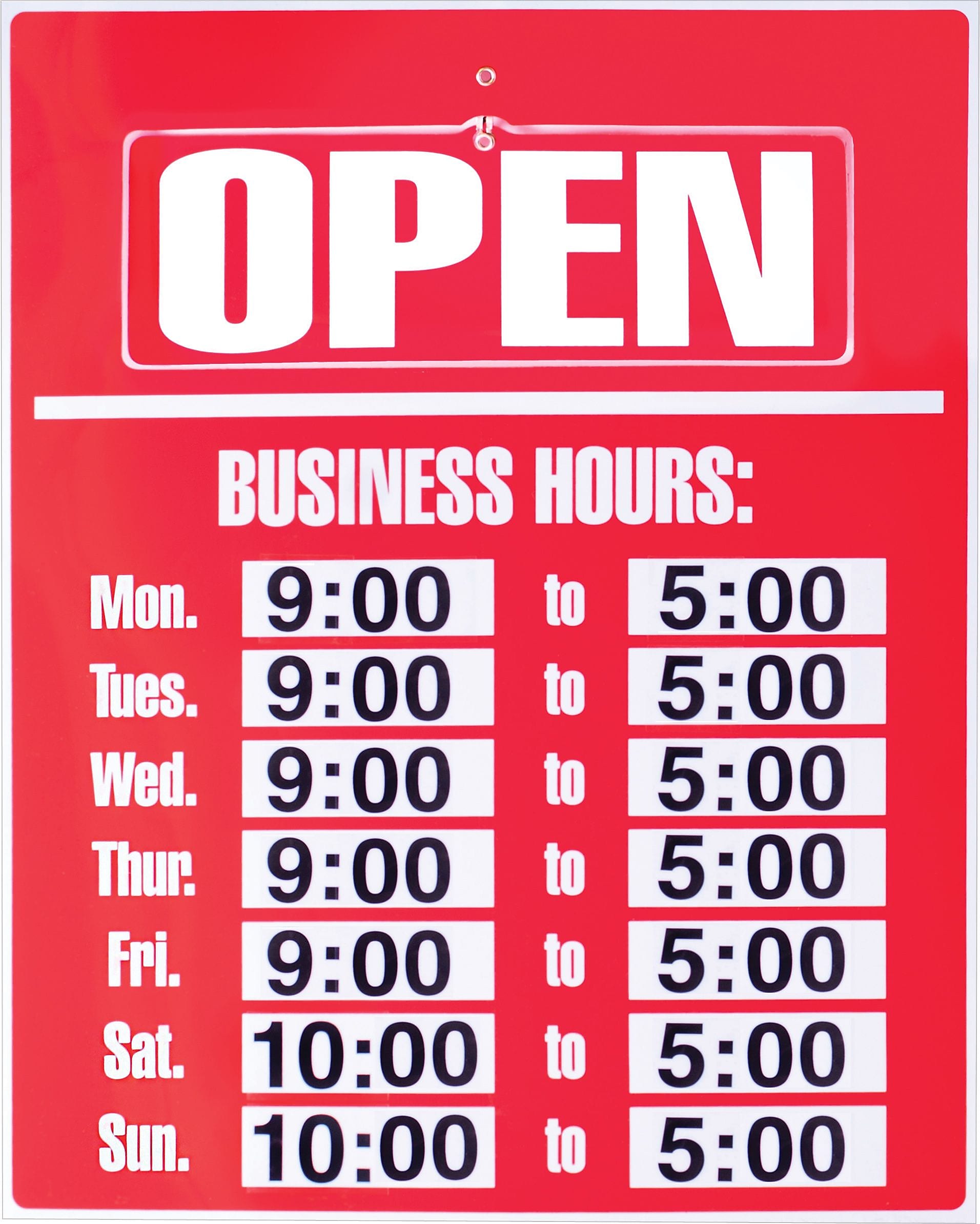 Cosco® Sign Kit, Open-Closed Business Hours, 19