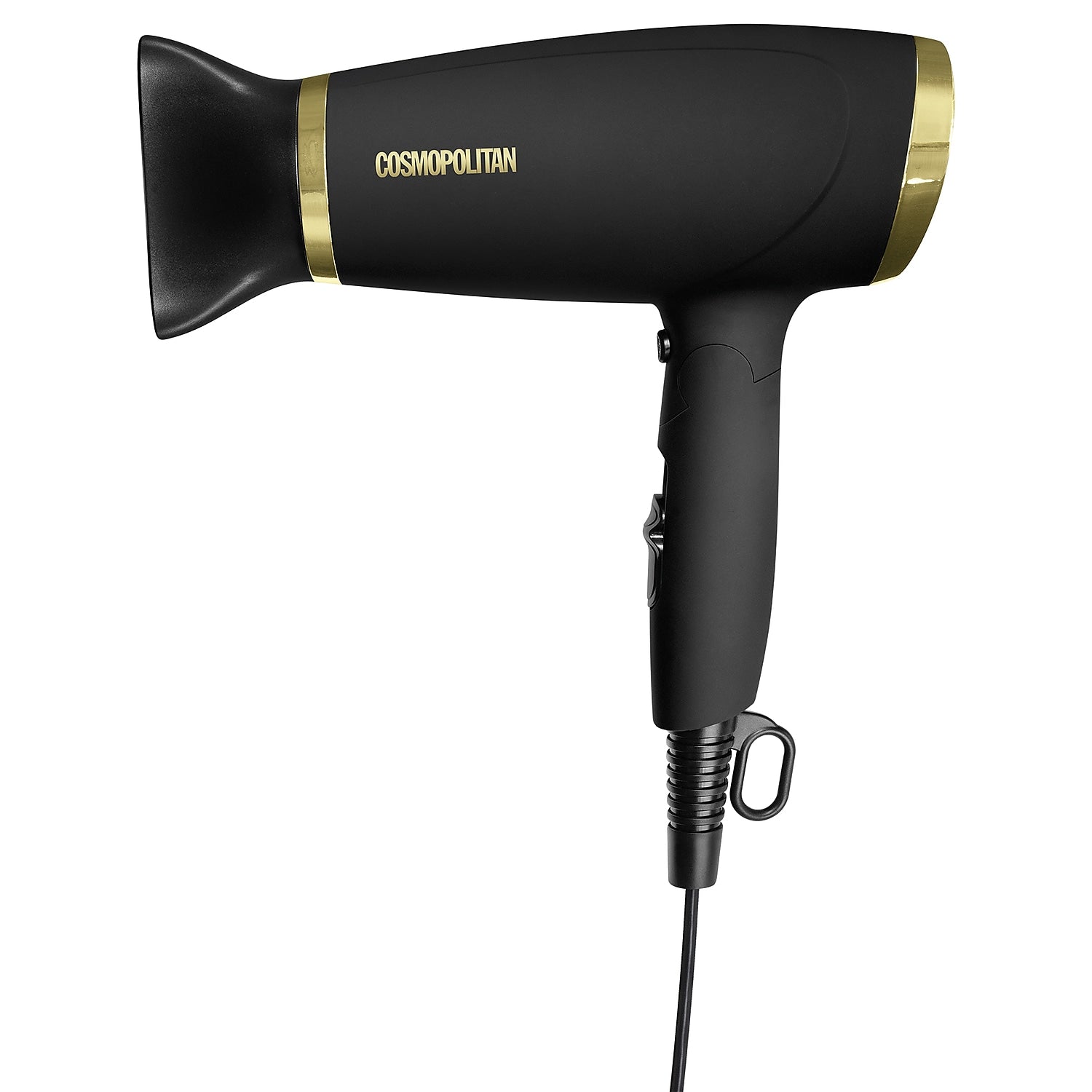 Cosmopolitan Foldable Hair Dryer with Smoothing Concentrator, Black & Gold,