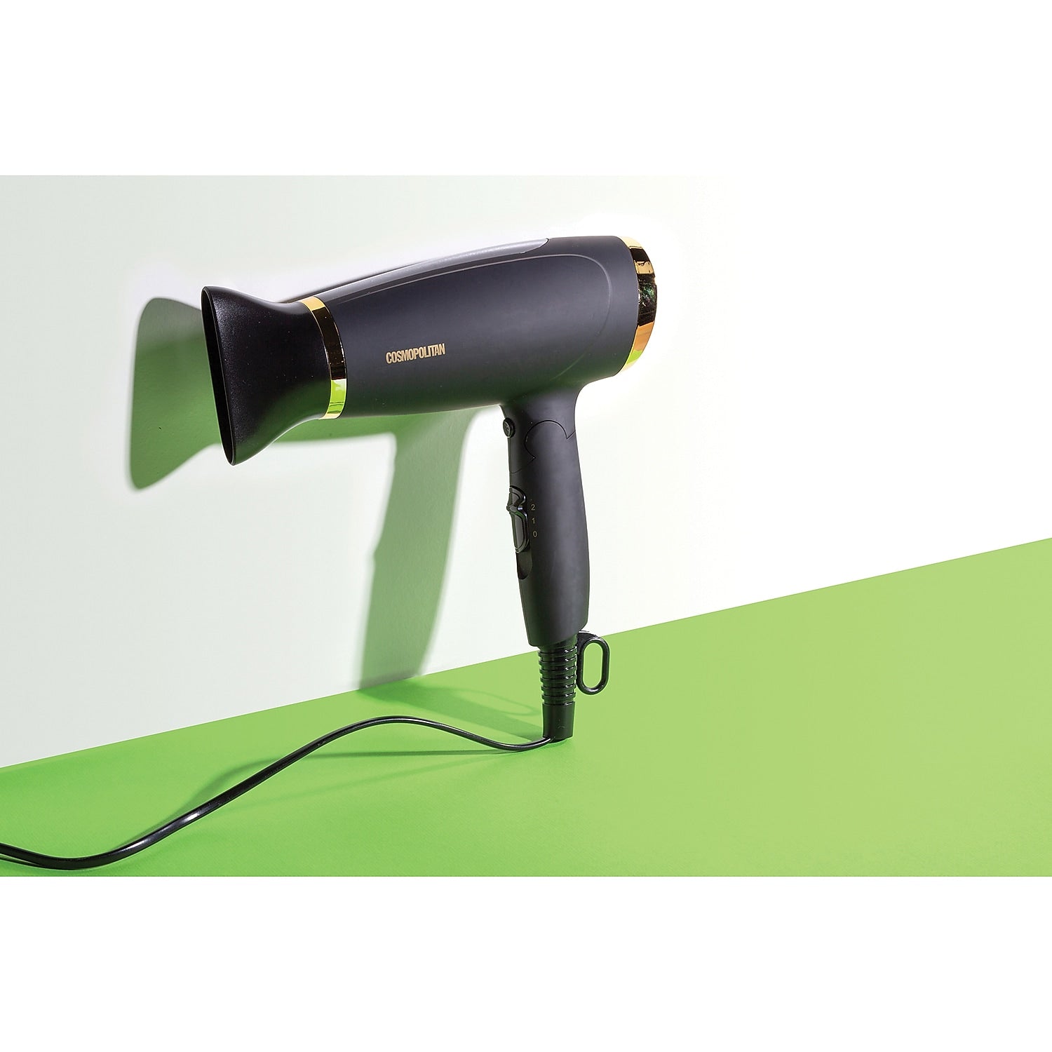 Cosmopolitan Foldable Hair Dryer with Smoothing Concentrator, Black & Gold,