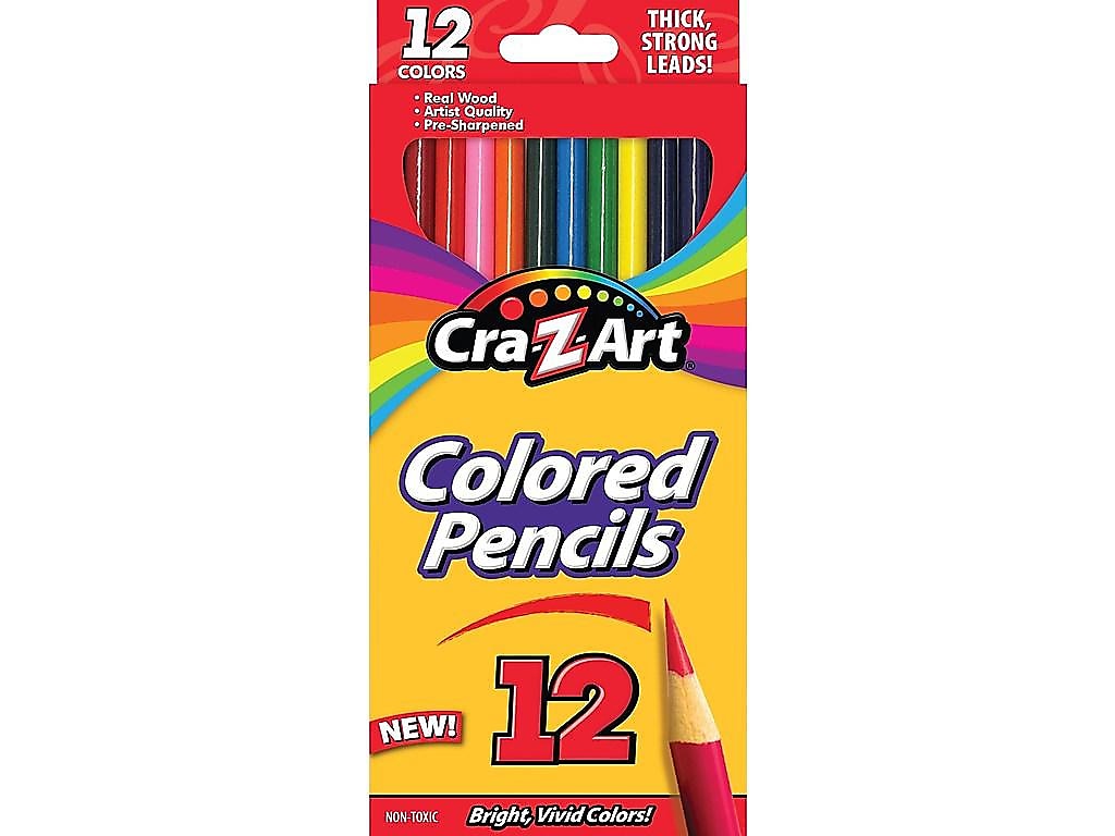 Cra-Z-Art Pre-sharpened Colored Pencils, Assorted, 12/Box