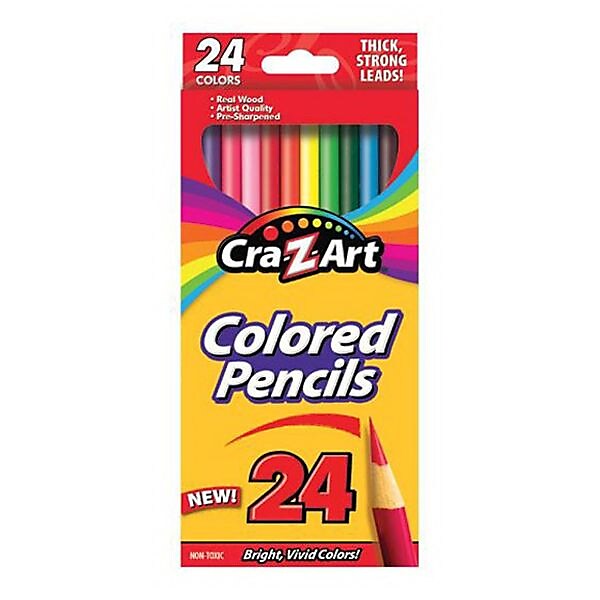 Cra-Z-Art Pre-Sharpened Colored Pencils, Assorted Colors, 24/Pack