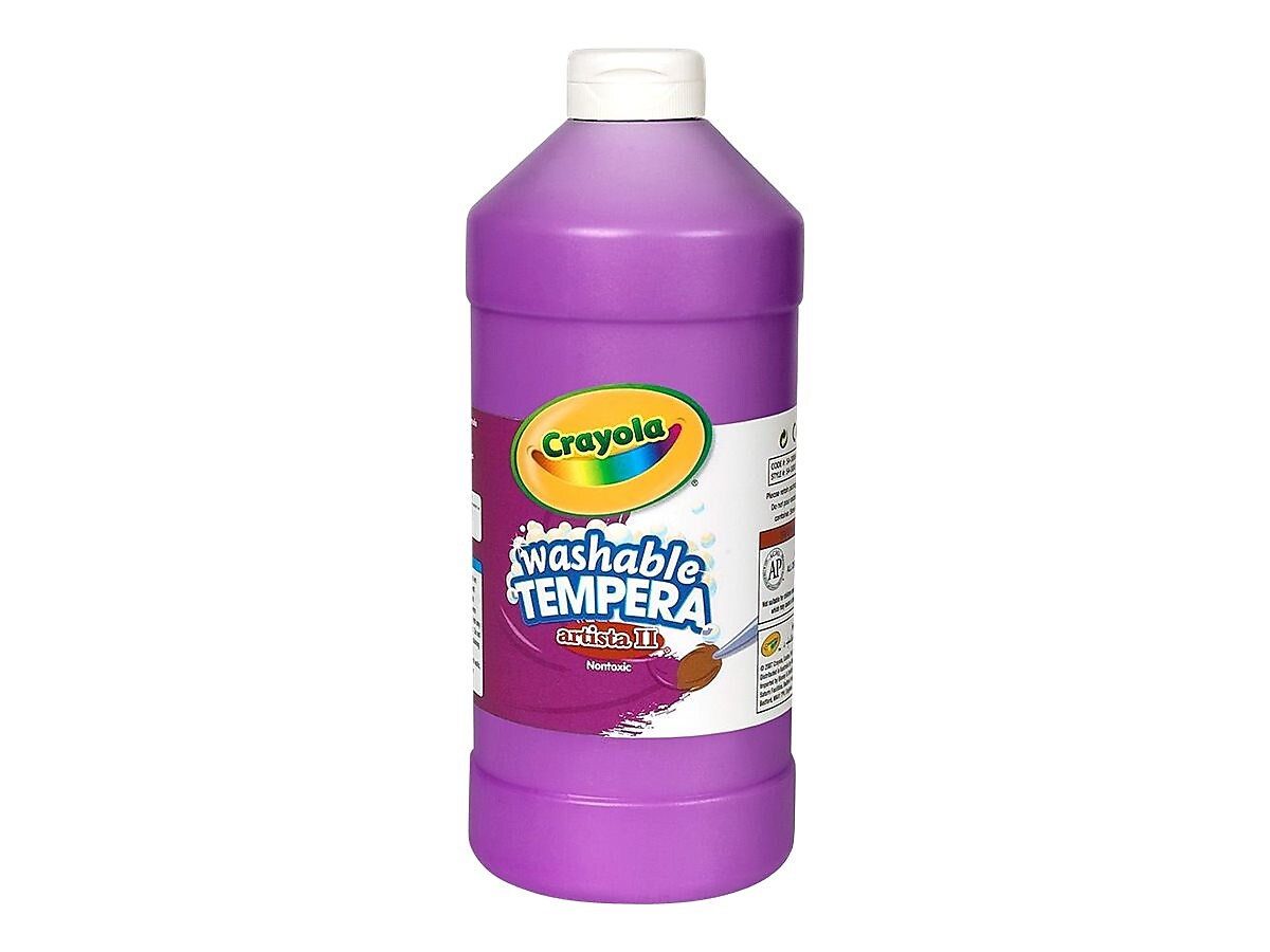 Crayola Artista II Washable Tempera Paint, Assorted, 16 oz., 12/Carton