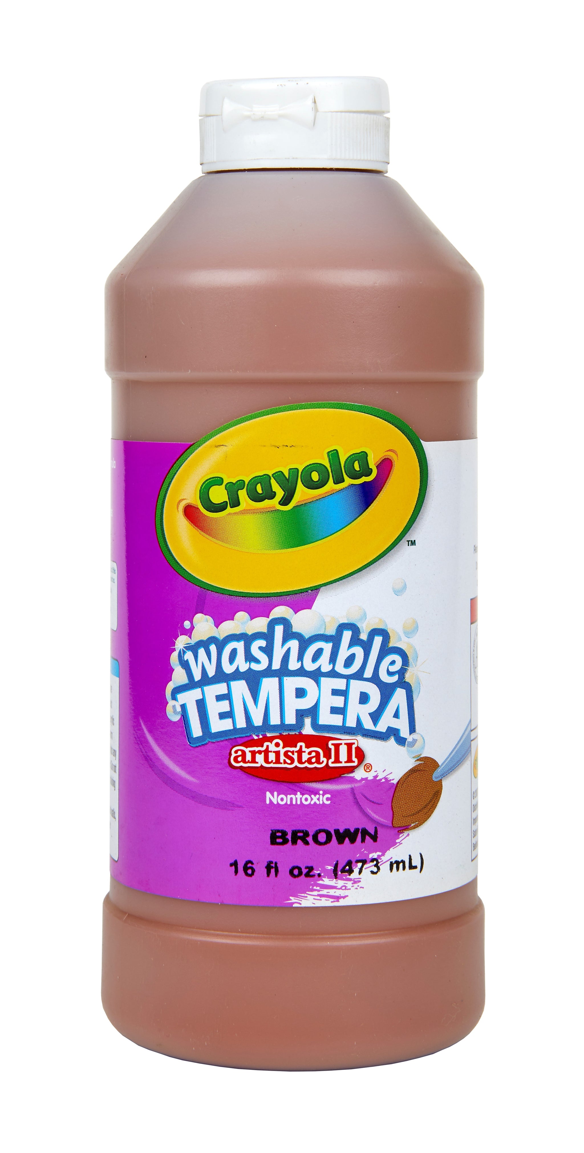 Crayola Artista II Washable Tempera Paint, Brown, 16 oz.
