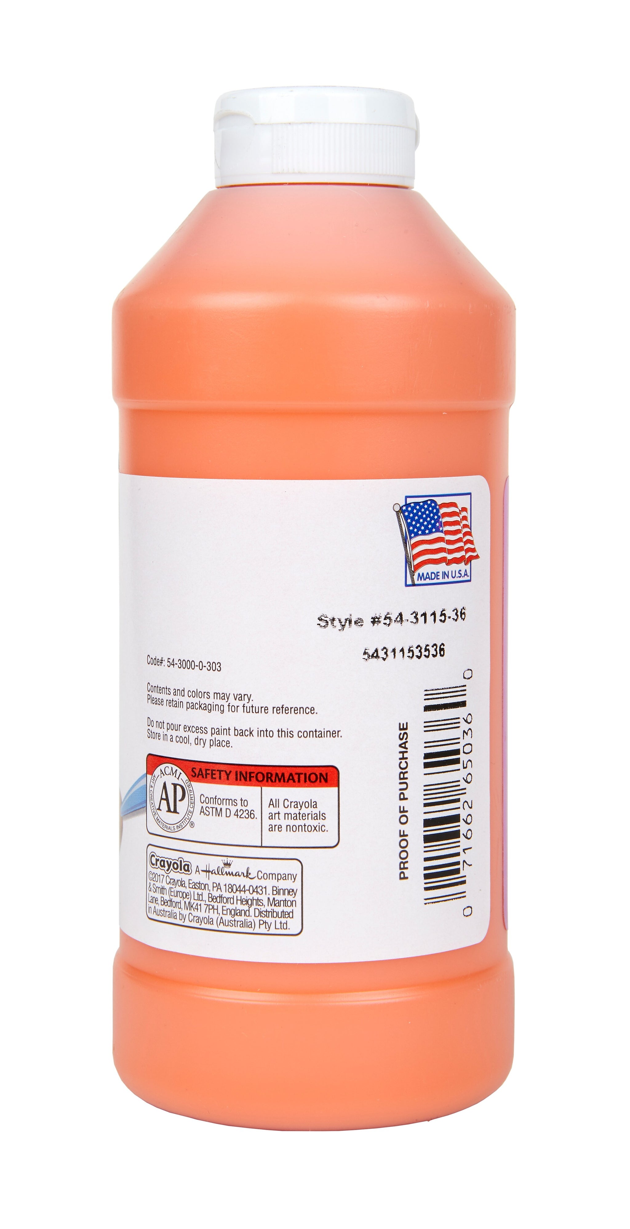 Crayola Artista II Washable Tempera Paint, Orange, 16 oz.