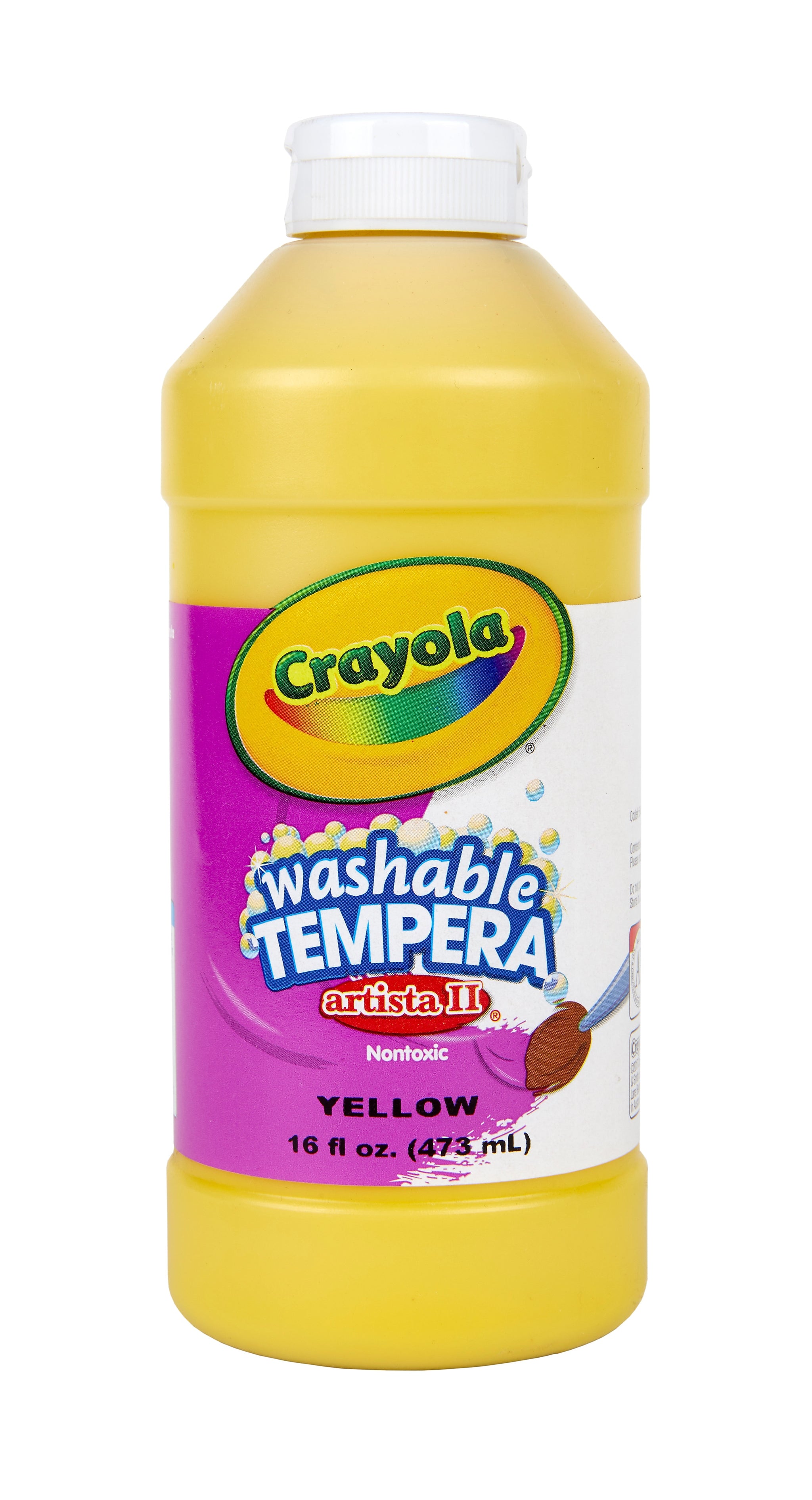 Crayola Artista II Washable Tempera Paint, Yellow, 16 oz.