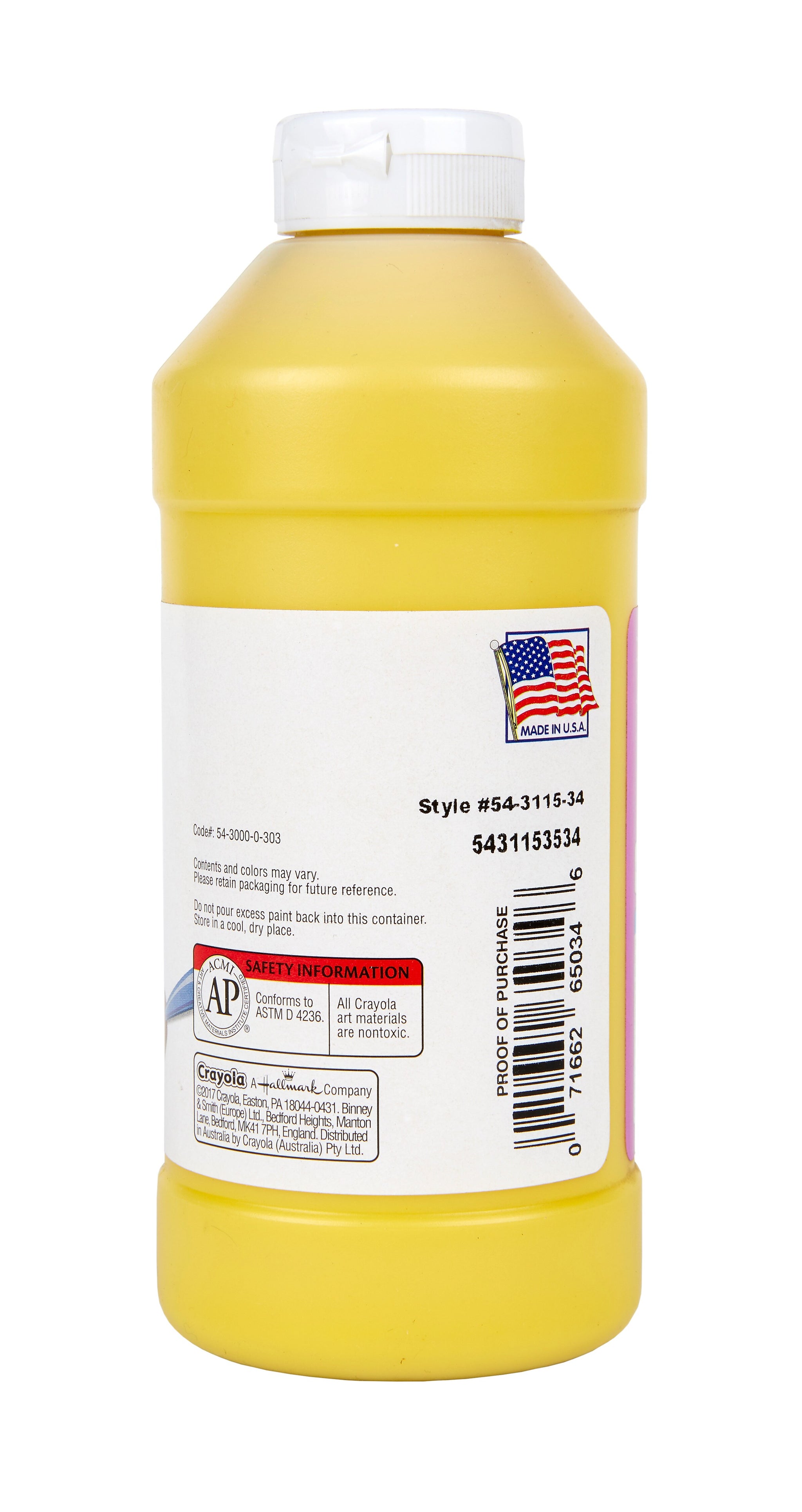 Crayola Artista II Washable Tempera Paint, Yellow, 16 oz.
