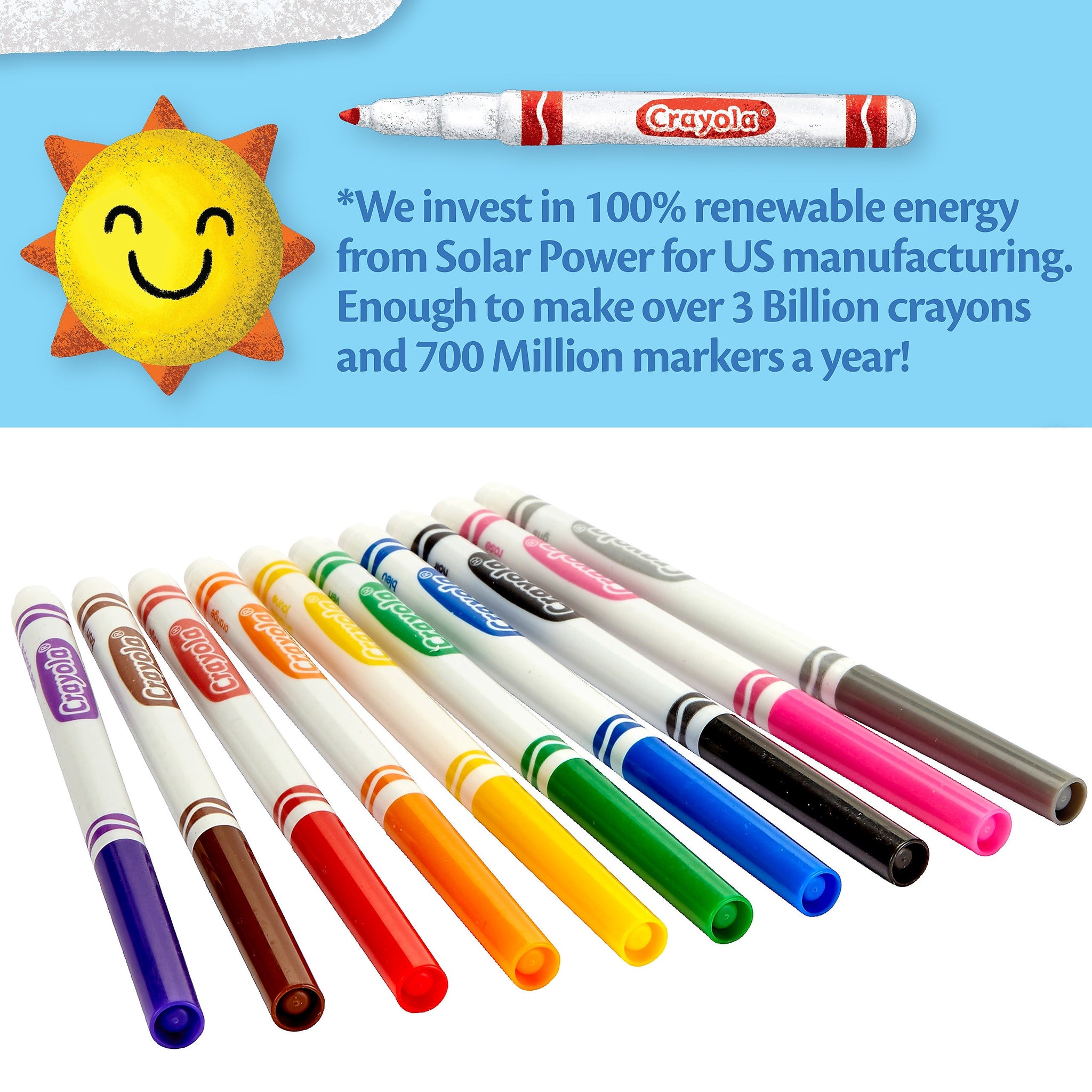 Crayola Classic Kid's Markers, Fine Point, Assorted, 10/Pack
