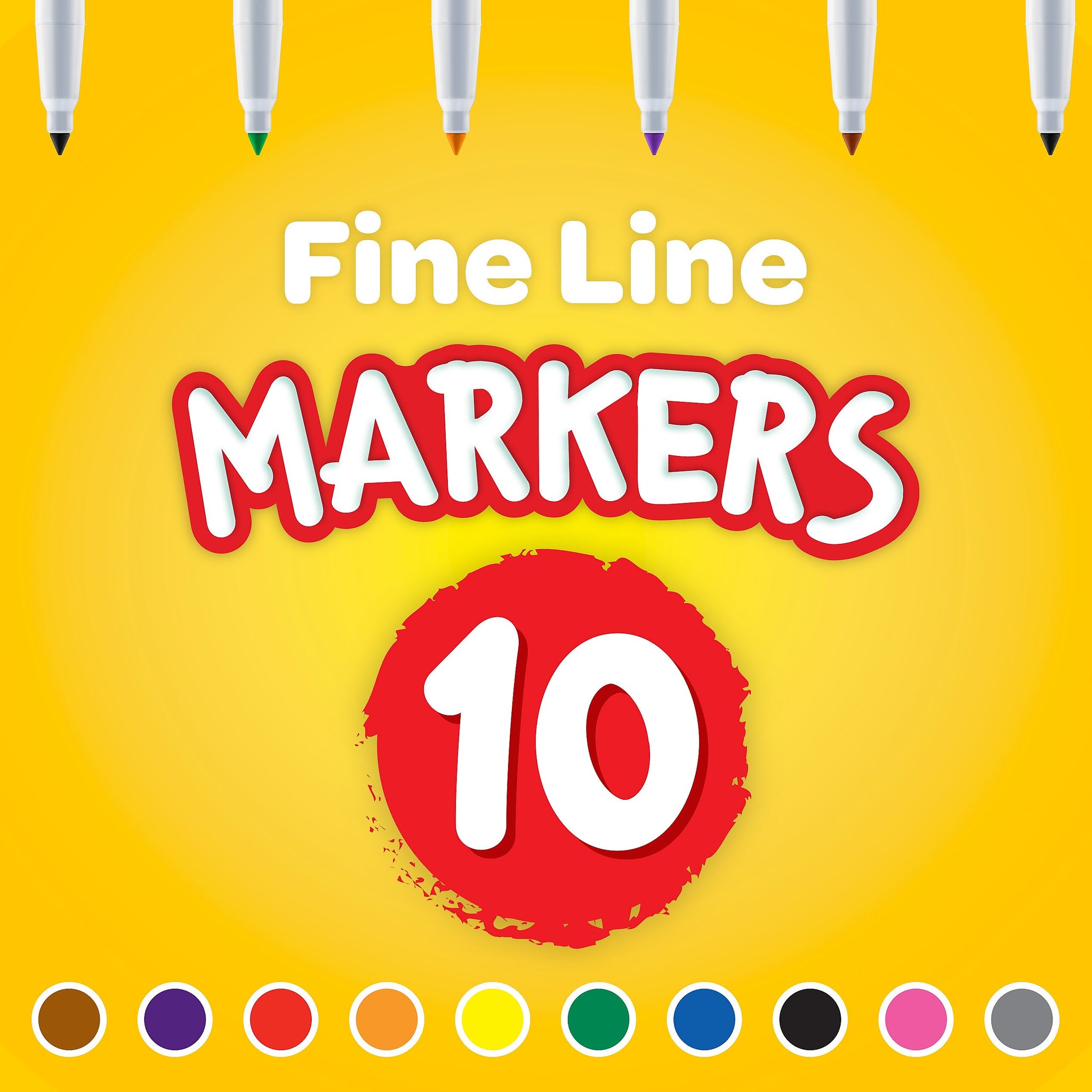 Crayola Classic Kid's Markers, Fine Point, Assorted, 10/Pack