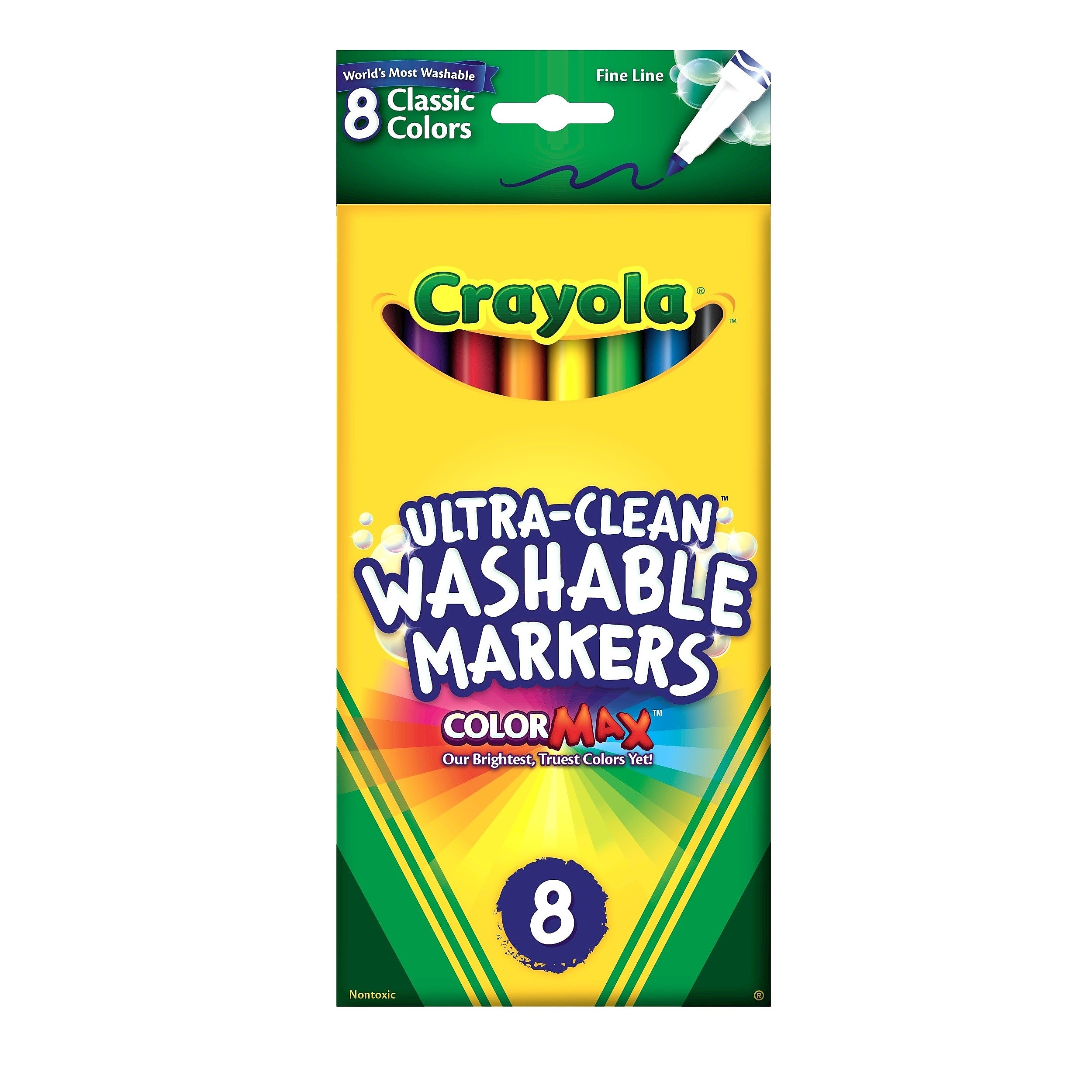 Crayola Classic Kid's Markers, Fine Point, Assorted, 8/Pack