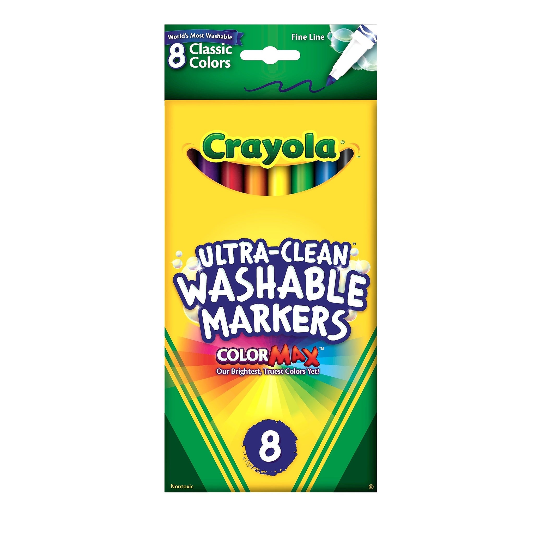 Crayola Classic Kid's Markers, Fine Point, Assorted, 8/Pack