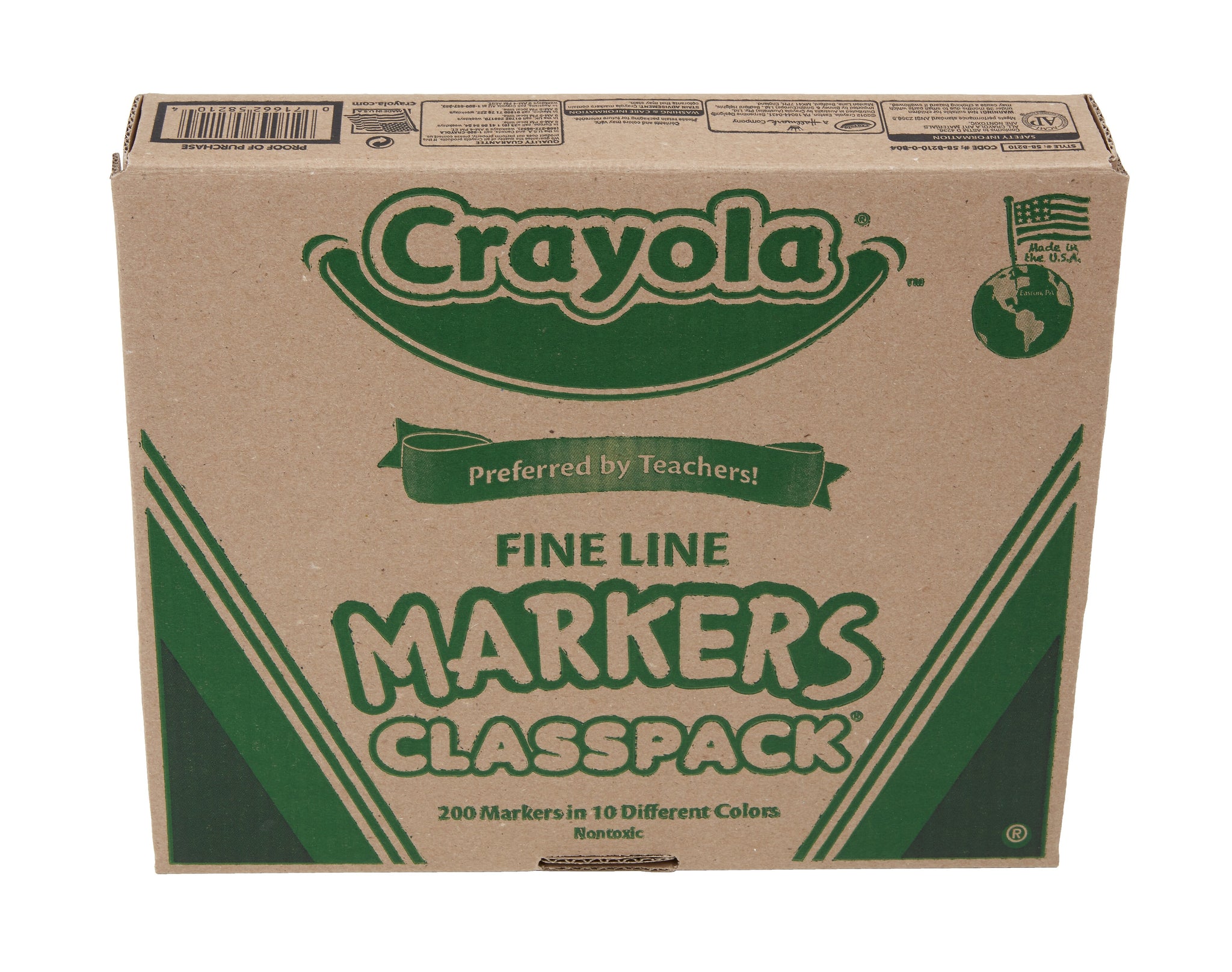 Crayola Classpack Non-Washable Markers, Fine, Assorted Colors, 200/Pack