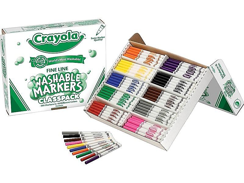 Crayola Classpack Washable Kids' Markers, Fine, Assorted Colors, 200/Carton