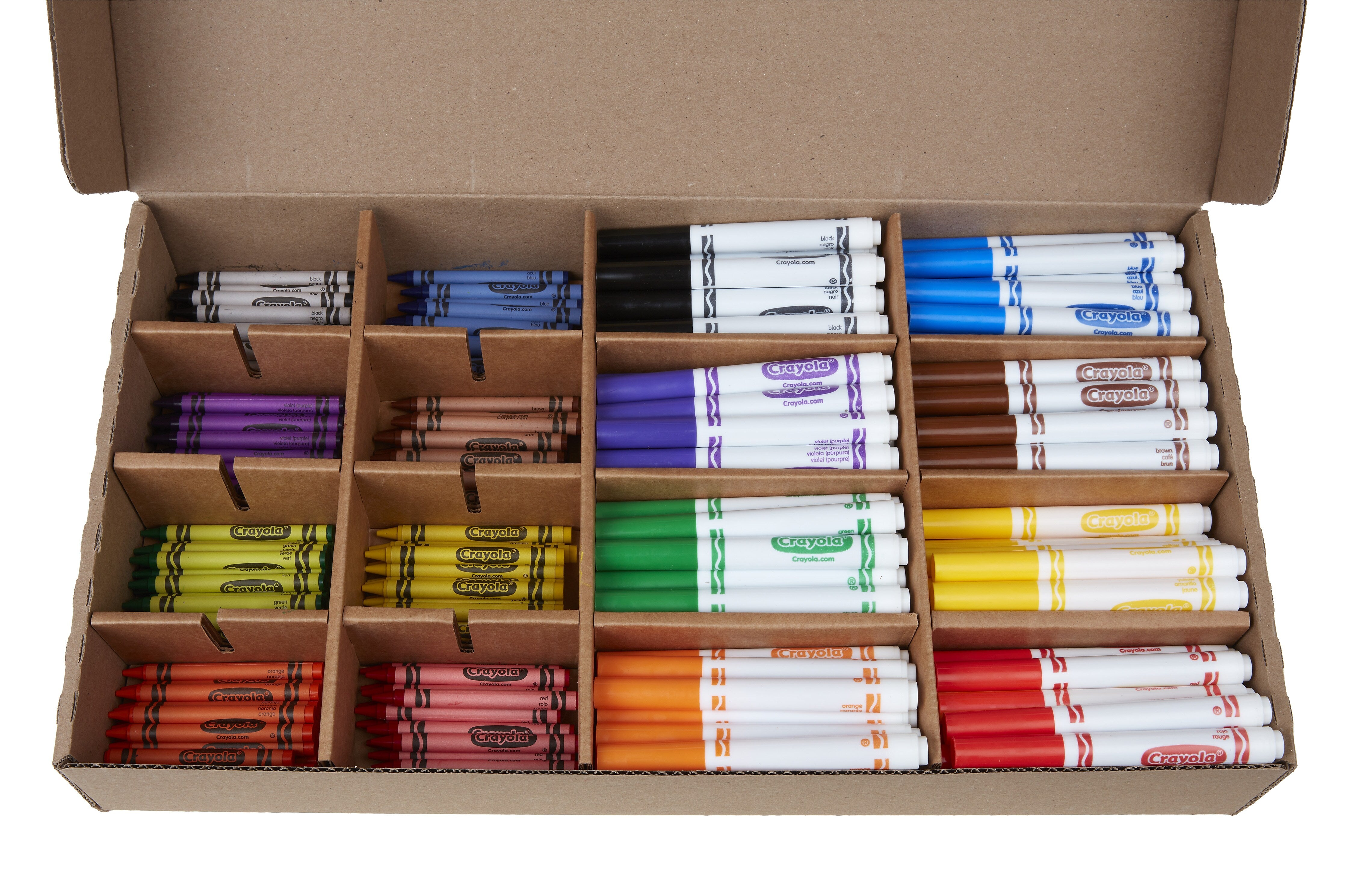 Crayola Combo Classpack Kids' Crayon/Marker Set, Broad, Assorted Colors, 256/Carton