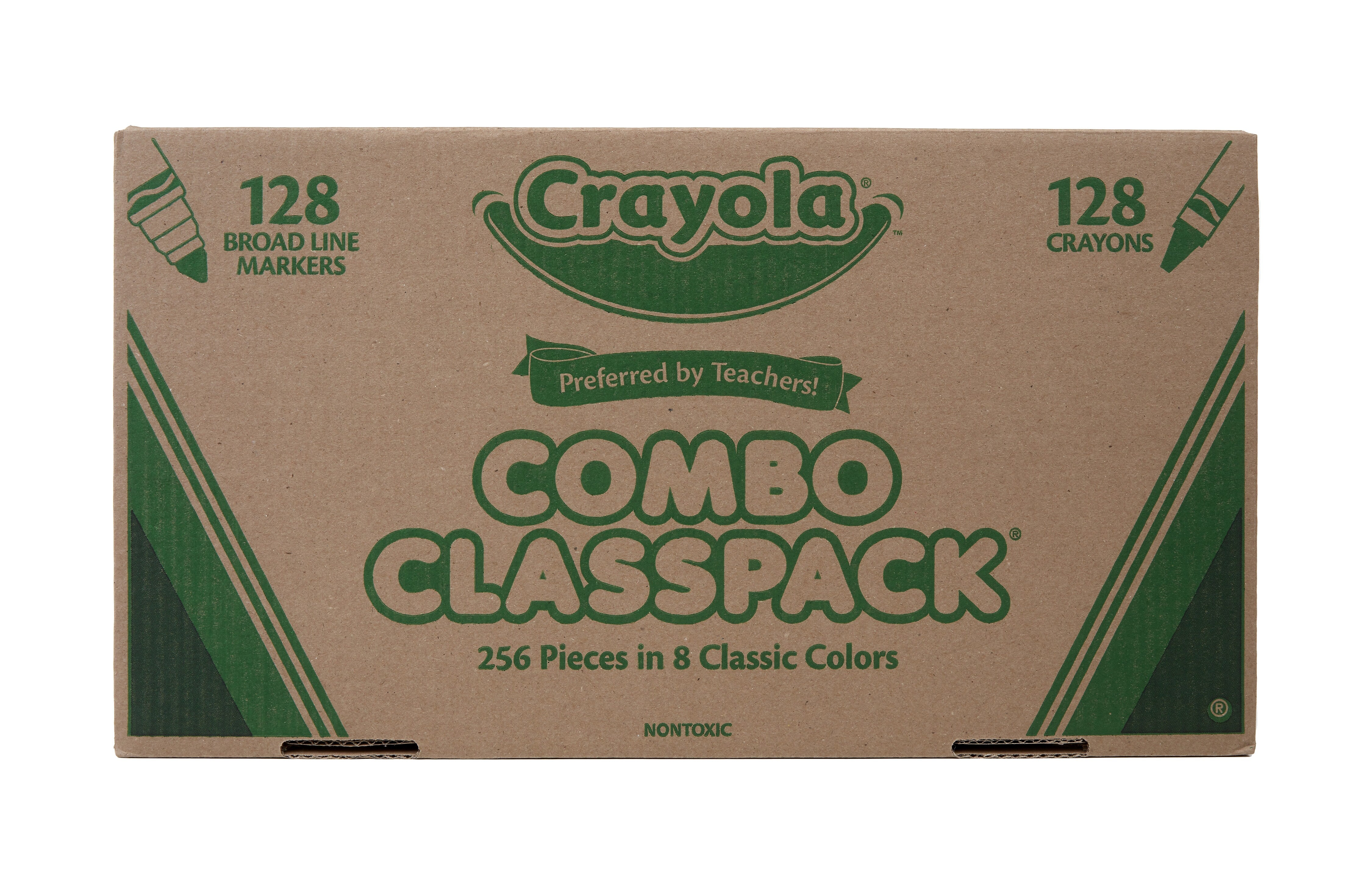 Crayola Combo Classpack Kids' Crayon/Marker Set, Broad, Assorted Colors, 256/Carton