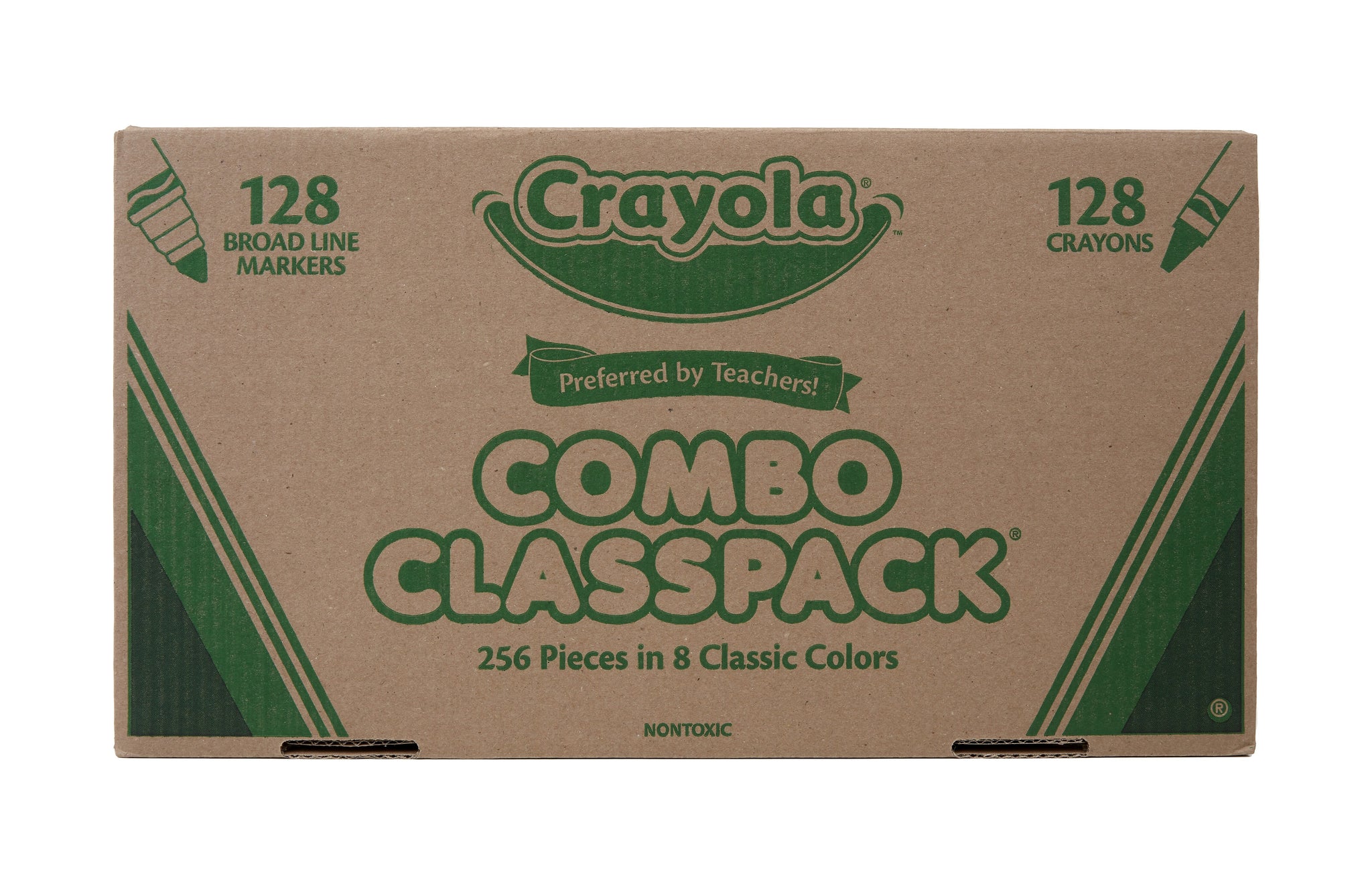 Crayola Combo Classpack Kids' Crayon/Marker Set, Broad, Assorted Colors, 256/Carton