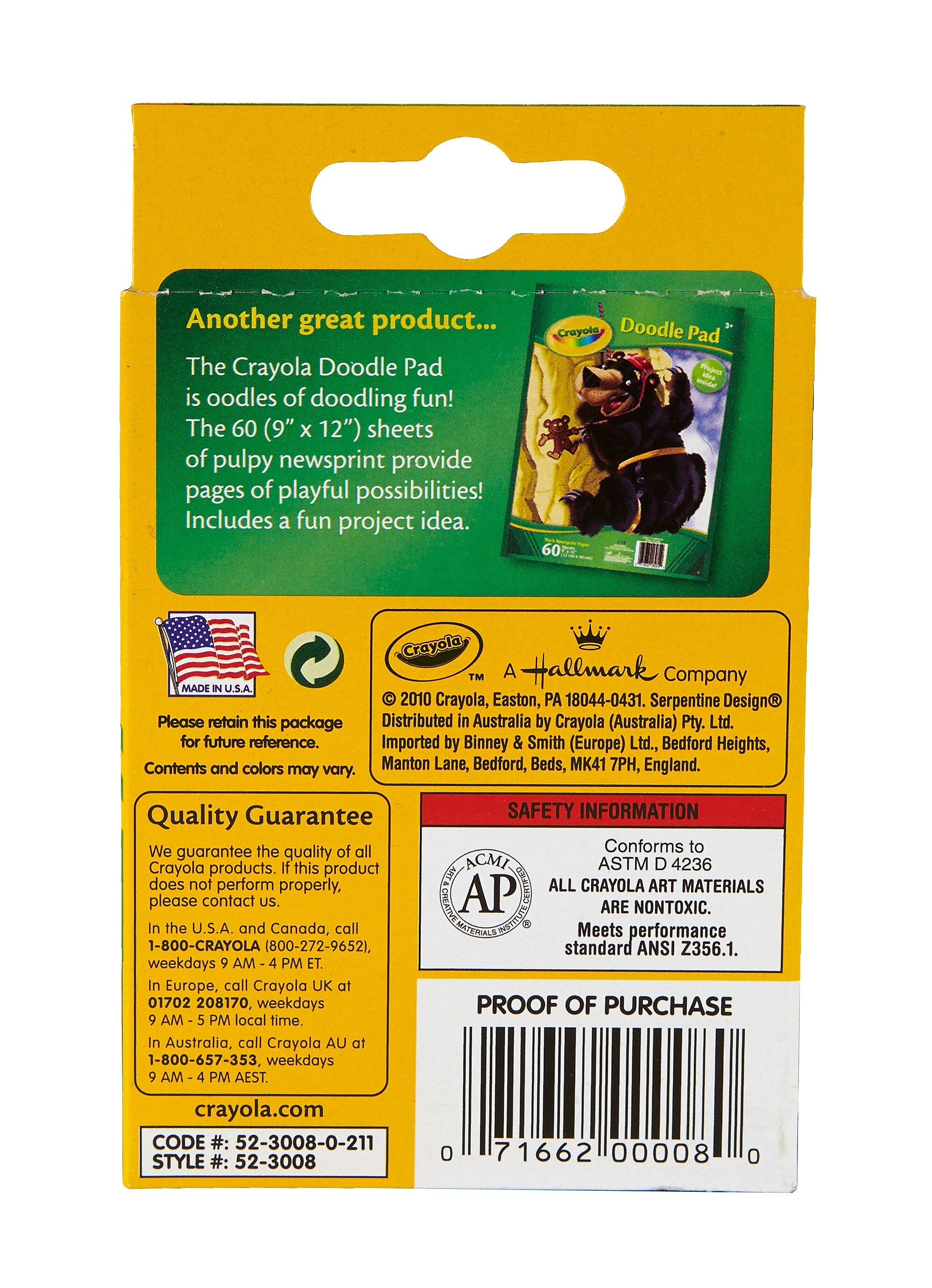 Crayola Crayons Peggable Assorted Colors, 8 Per Box