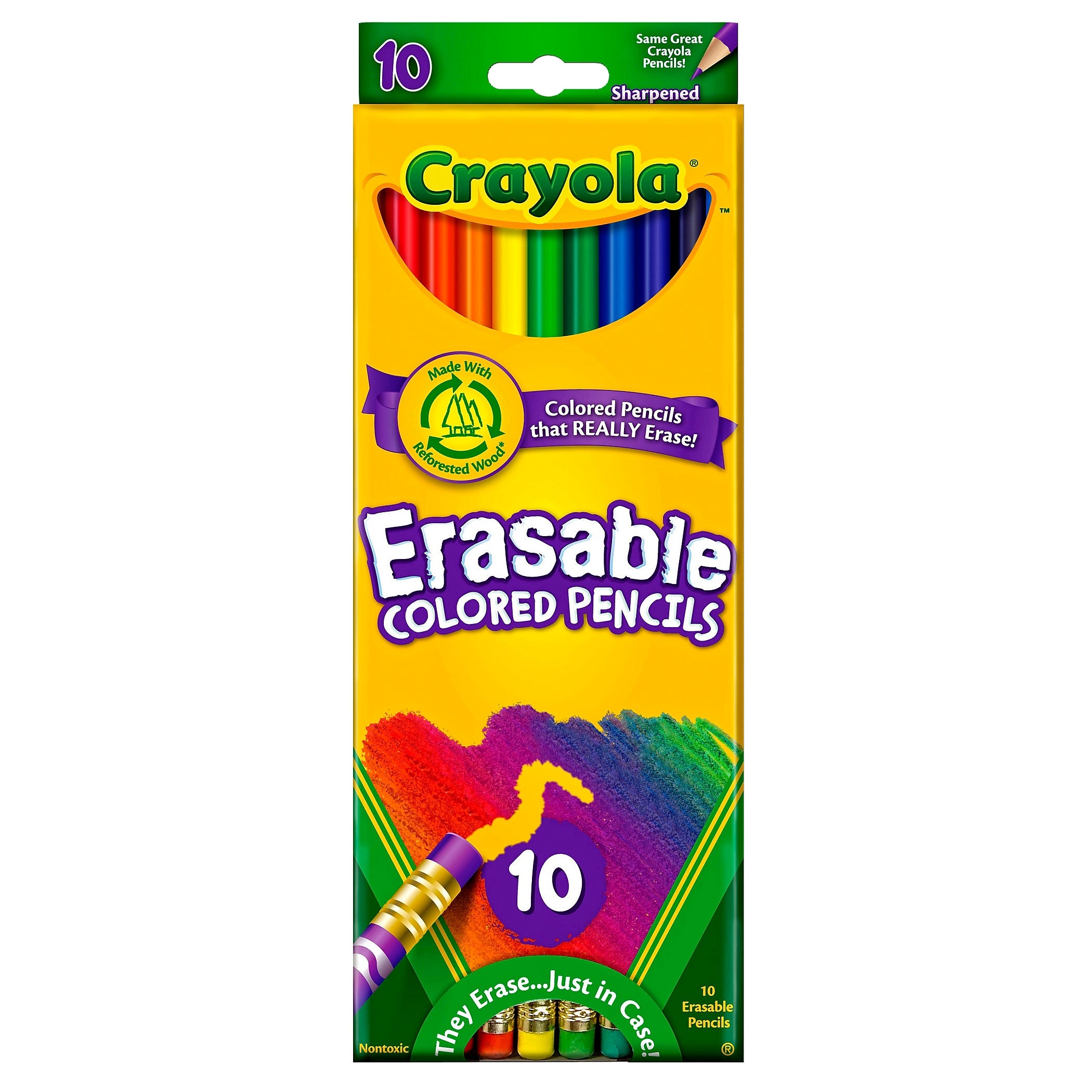 Crayola Erasable Colored Pencils, Assorted Colors ,10/Box