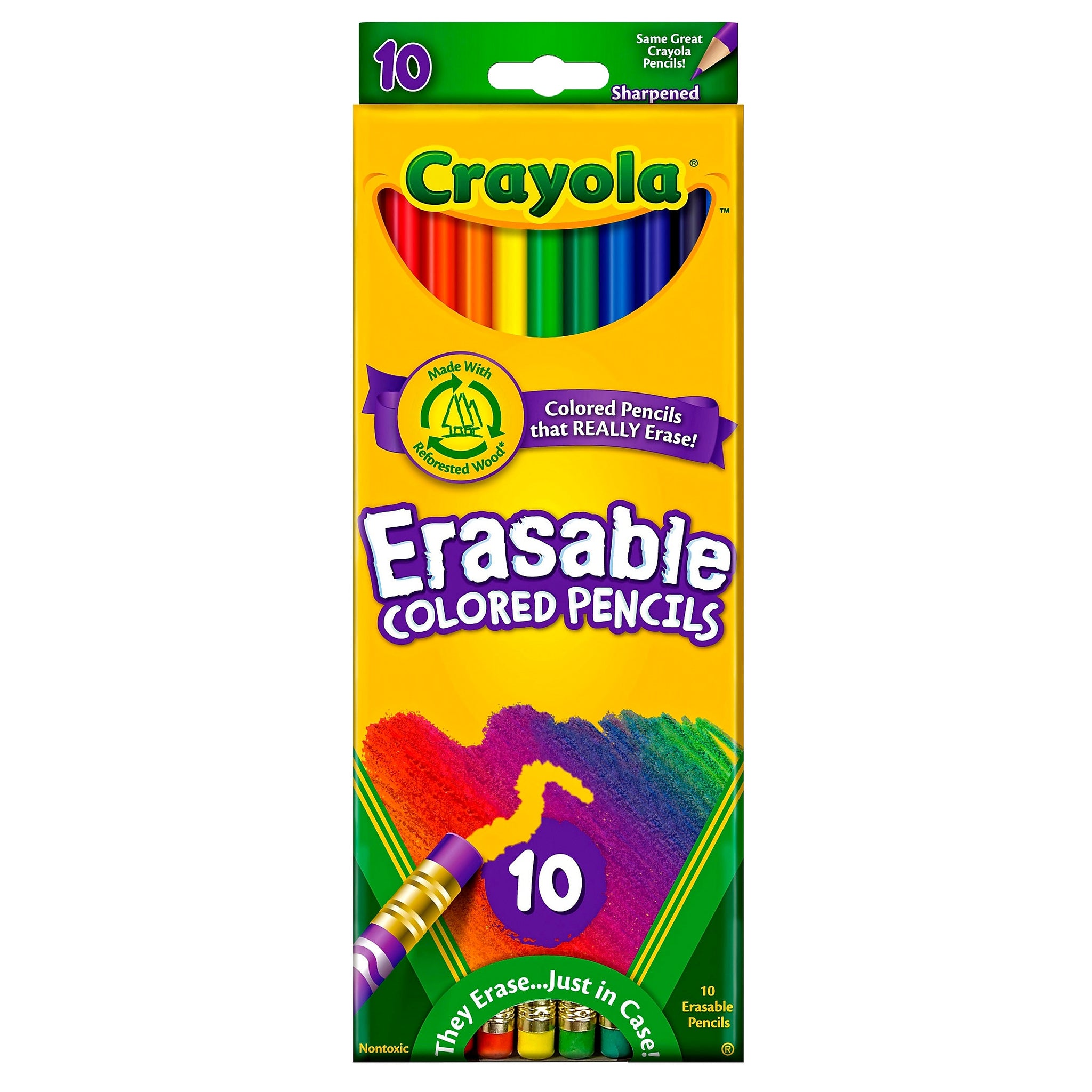 Crayola Erasable Colored Pencils, Assorted Colors ,10/Box