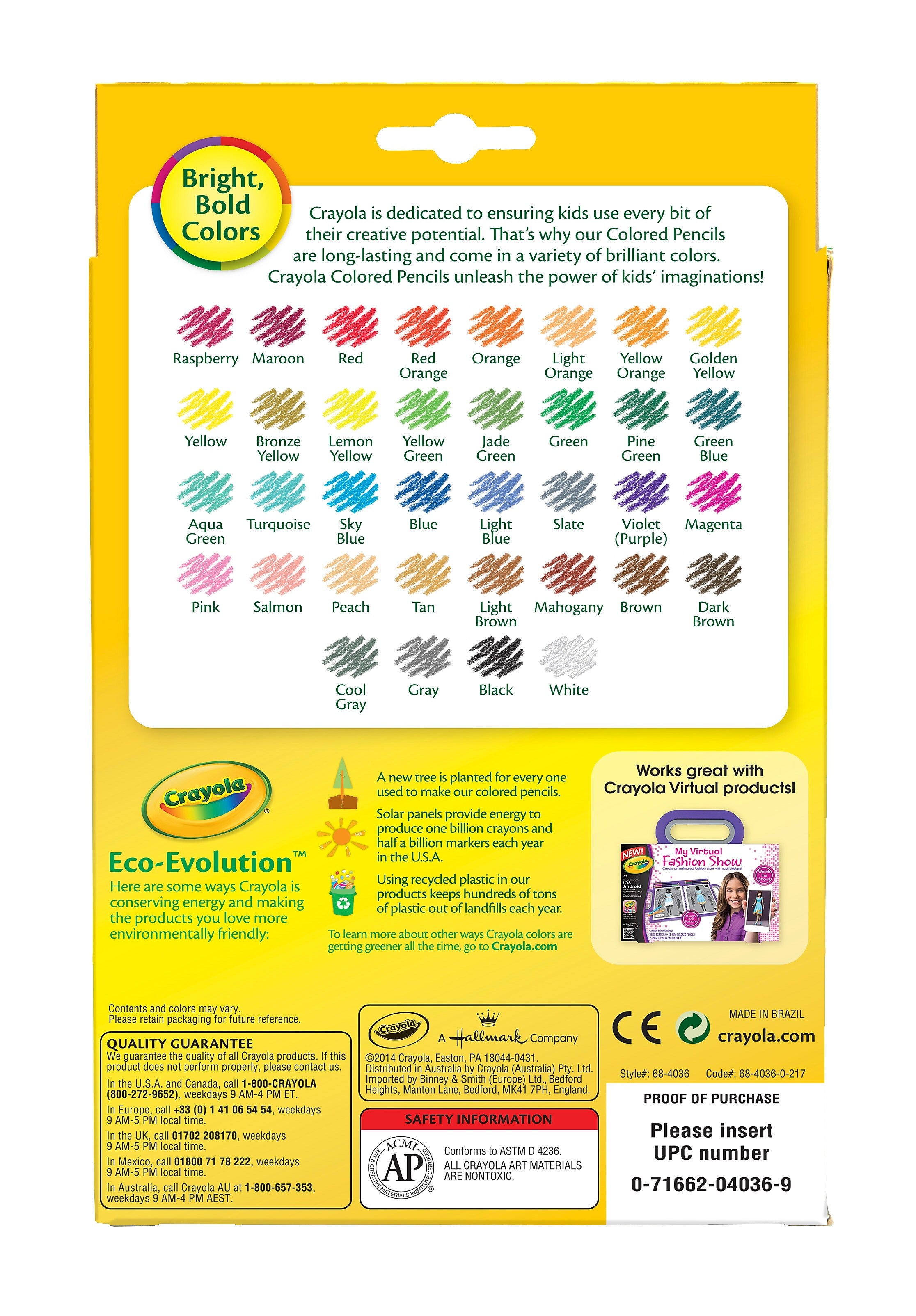 Crayola Kids' Colored Pencil Set, Assorted Colors, 36 Pencils/Pack