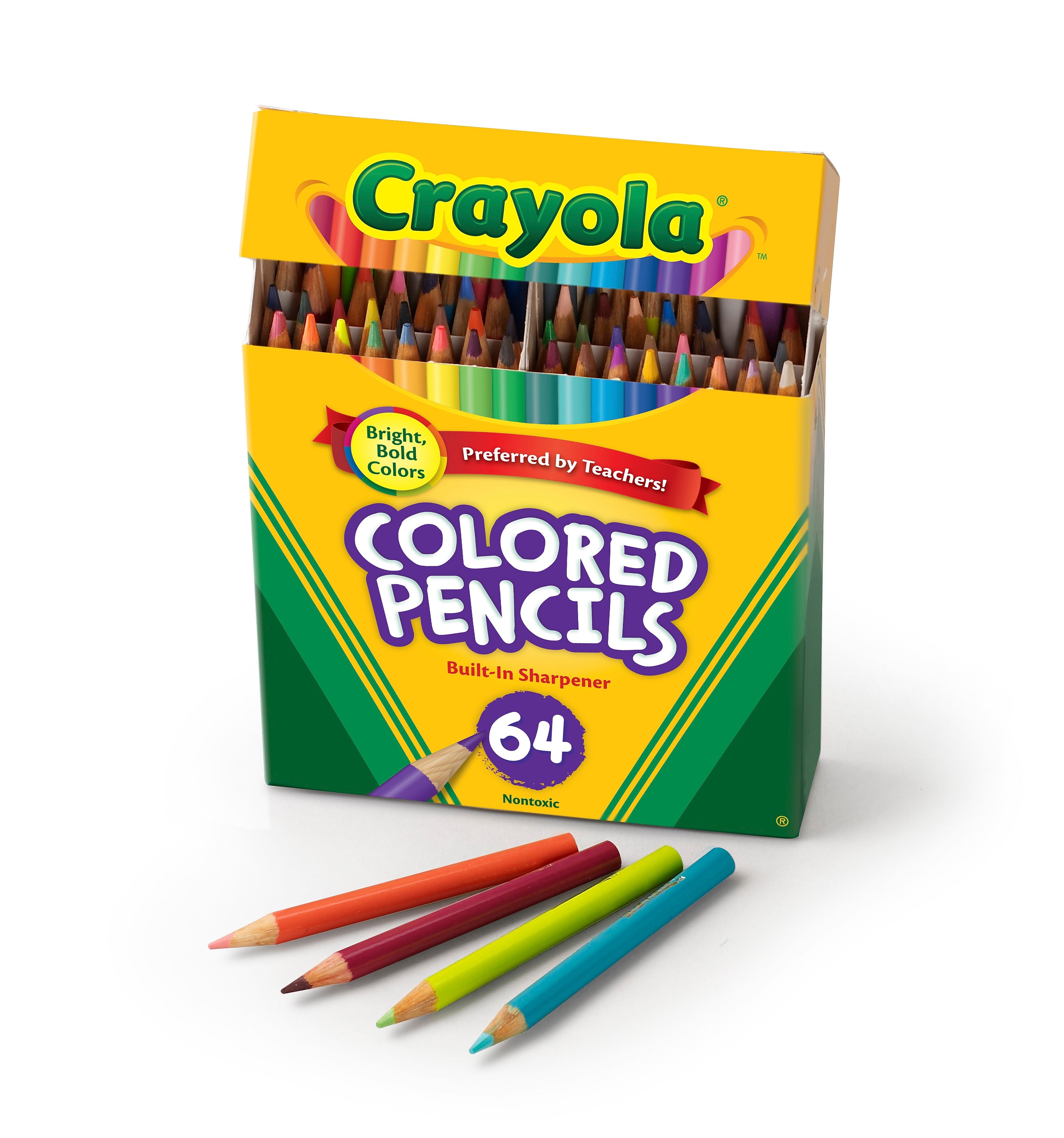 Crayola Kids' Colored Pencil Set, Assorted Colors, 64 Pencils/Box