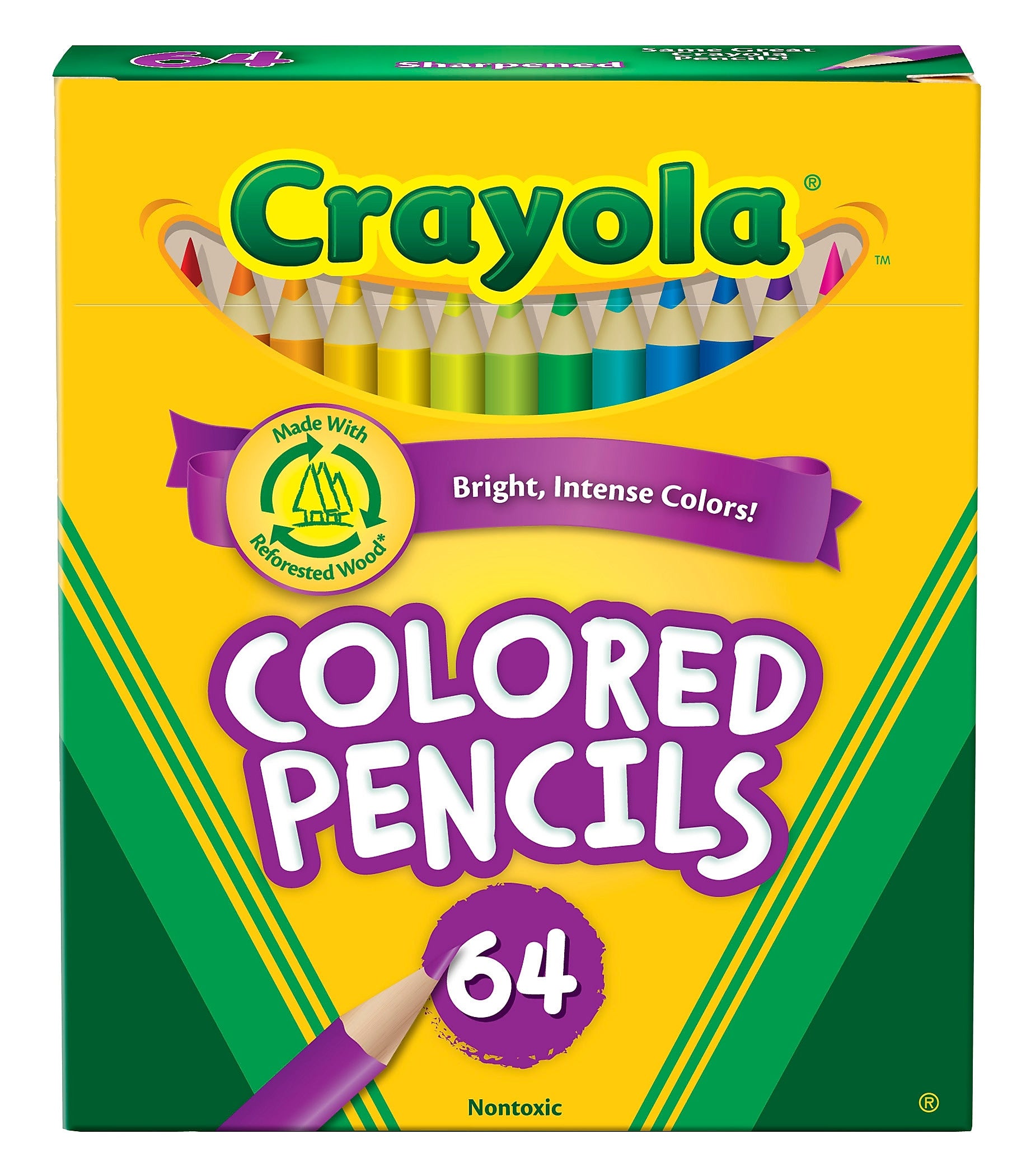 Crayola Kids' Colored Pencil Set, Assorted Colors, 64 Pencils/Box