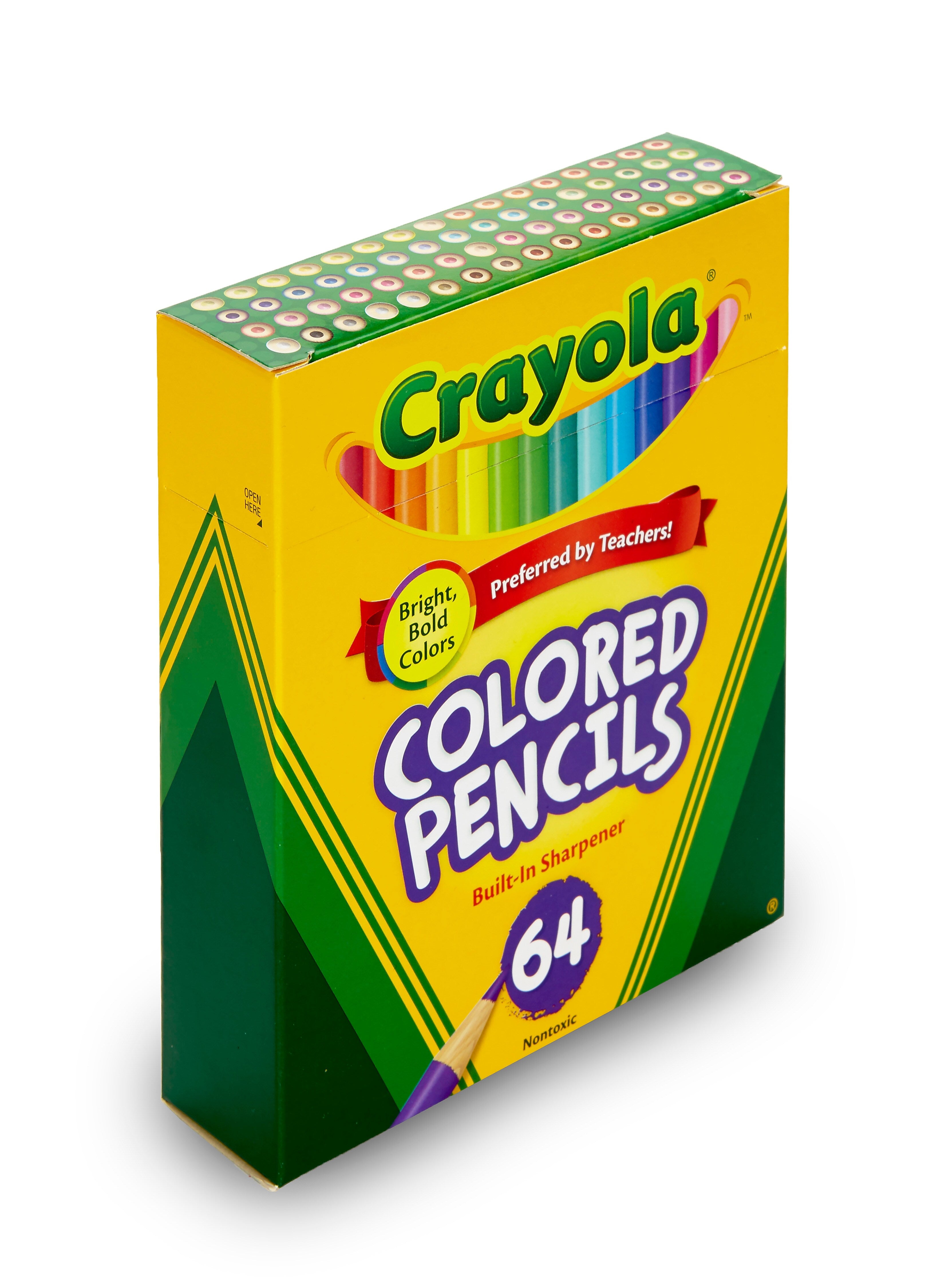 Crayola Kids' Colored Pencil Set, Assorted Colors, 64 Pencils/Box