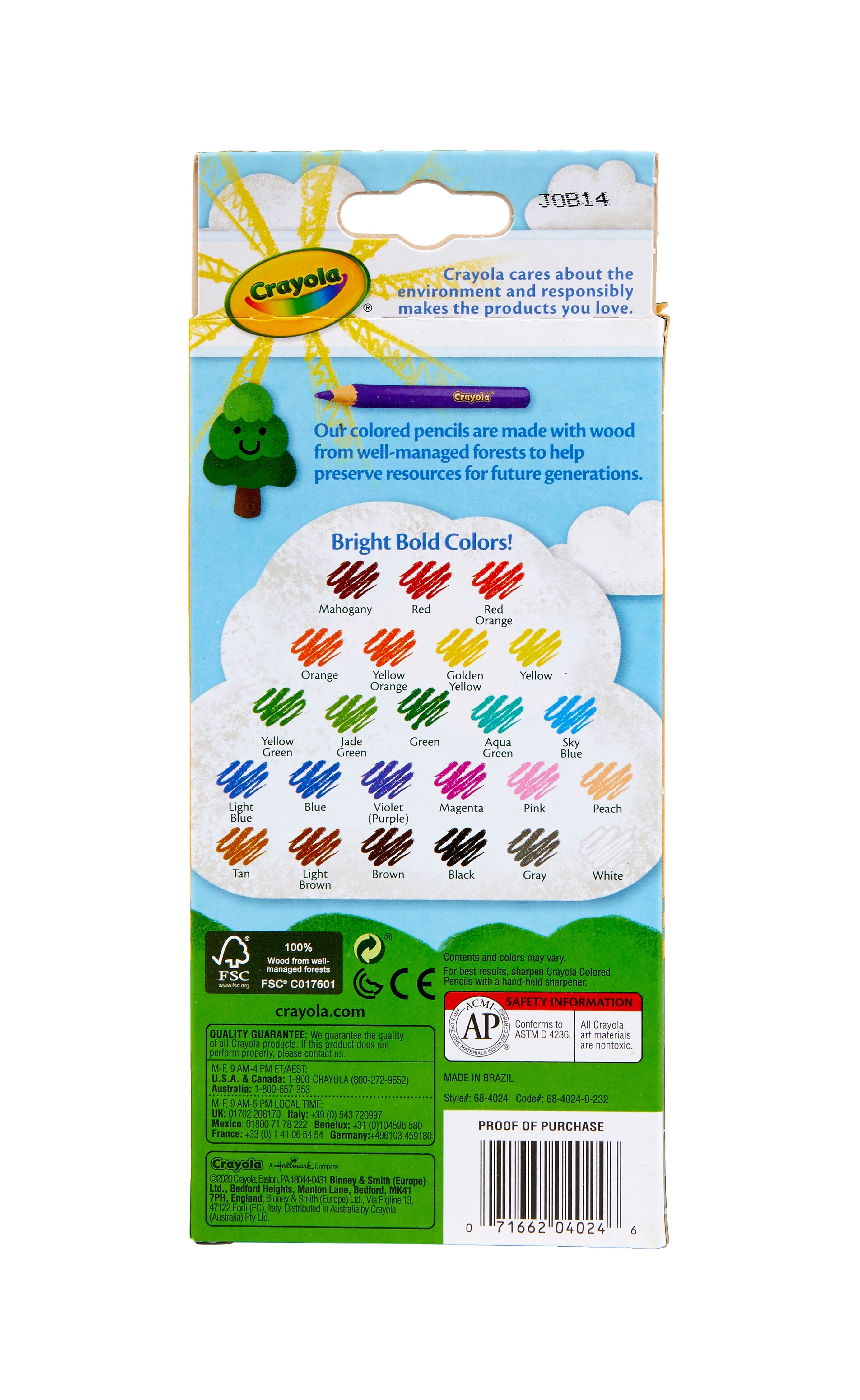Crayola Kids' Colored Pencils, Assorted Colors, 24/Box
