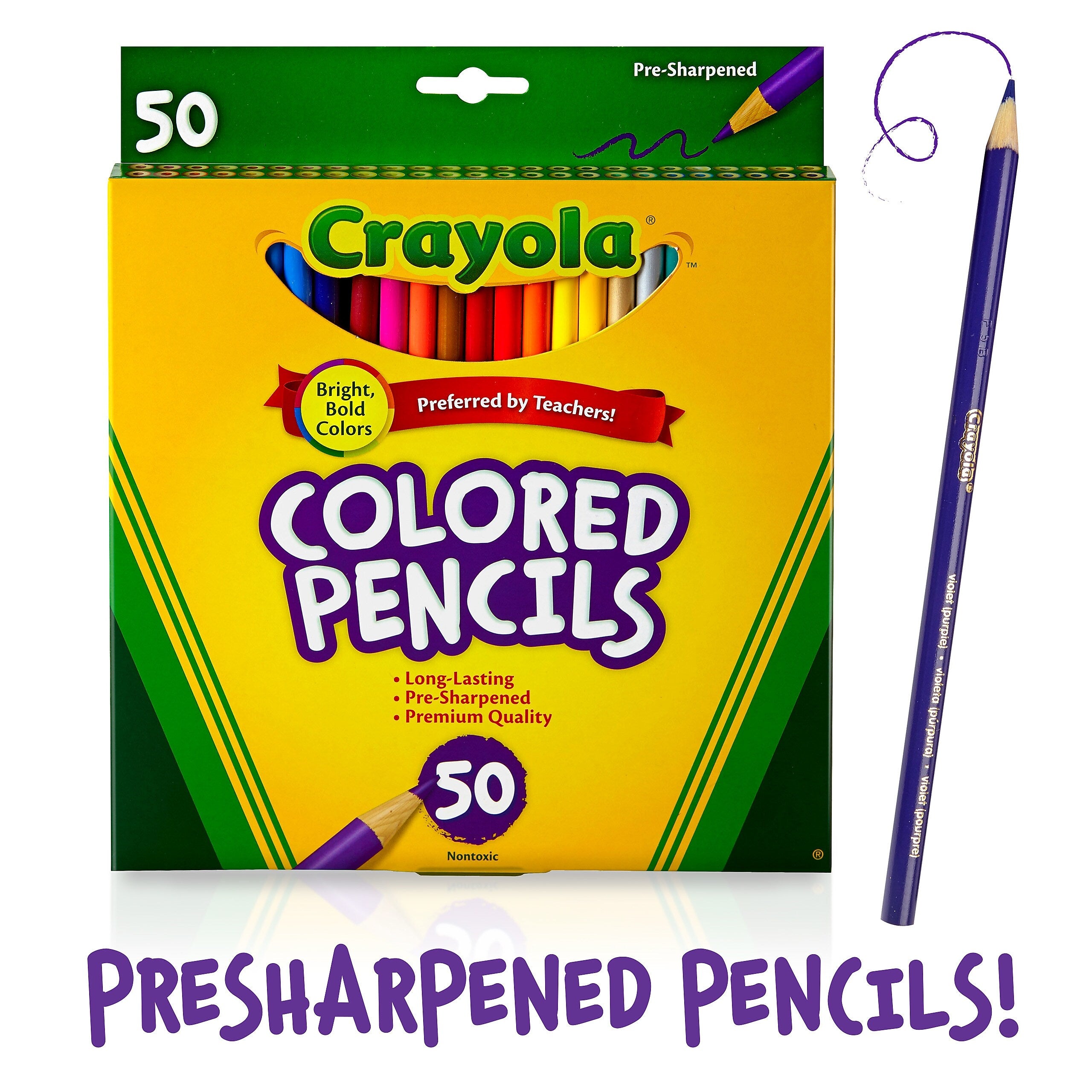 Crayola Kids' Colored Pencils, Assorted Colors, 50/Box