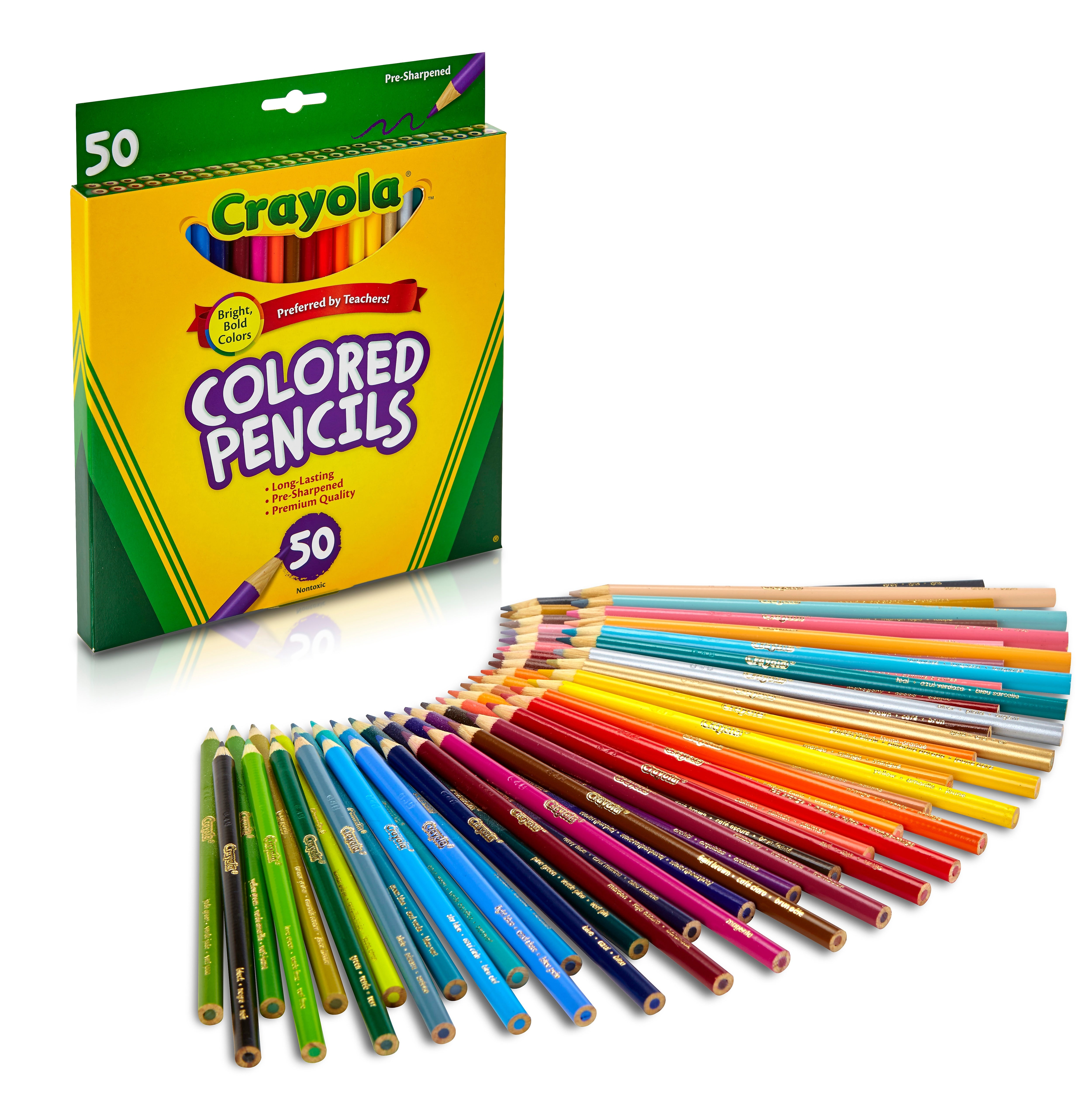 Crayola Kids' Colored Pencils, Assorted Colors, 50/Box