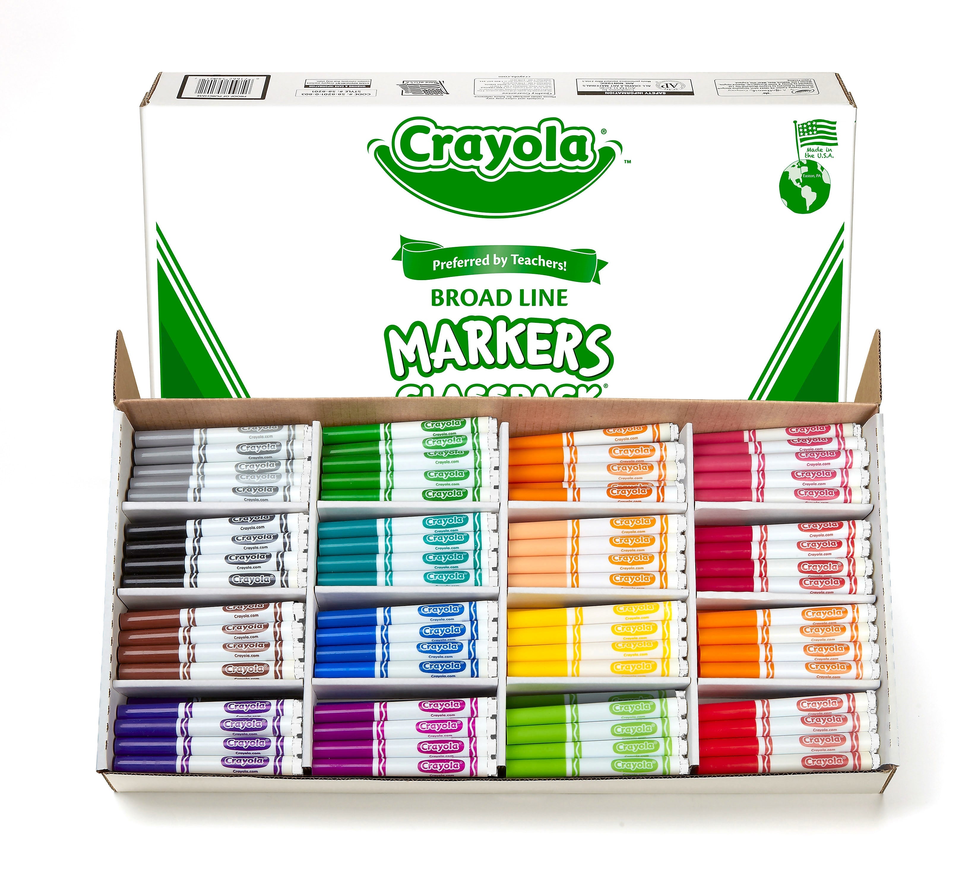Crayola Kid's Markers, Broad Line, Assorted Colors, 256/Carton