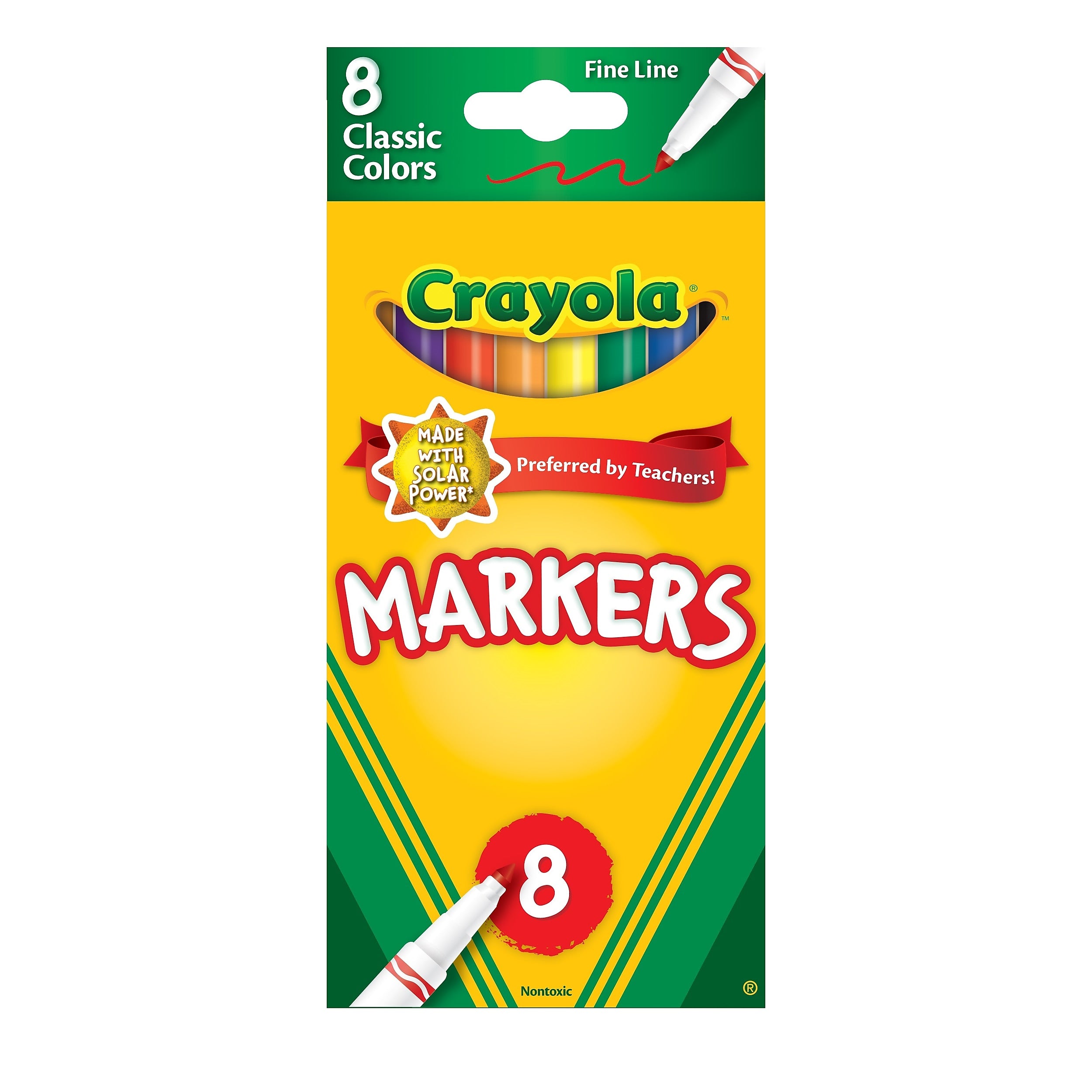 Crayola Kid's Markers, Fine, Assorted Colors, 8/Box