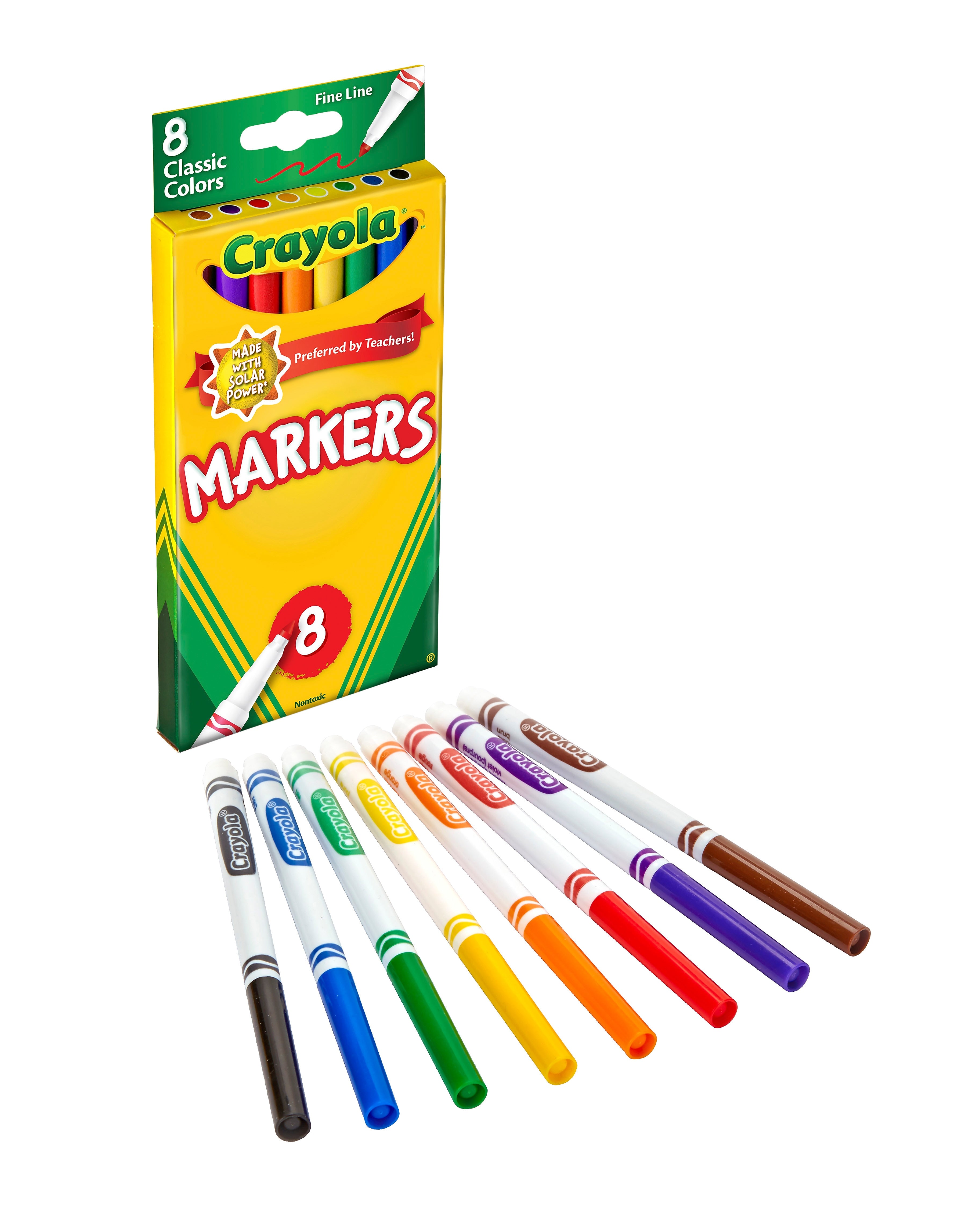 Crayola Kid's Markers, Fine, Assorted Colors, 8/Box