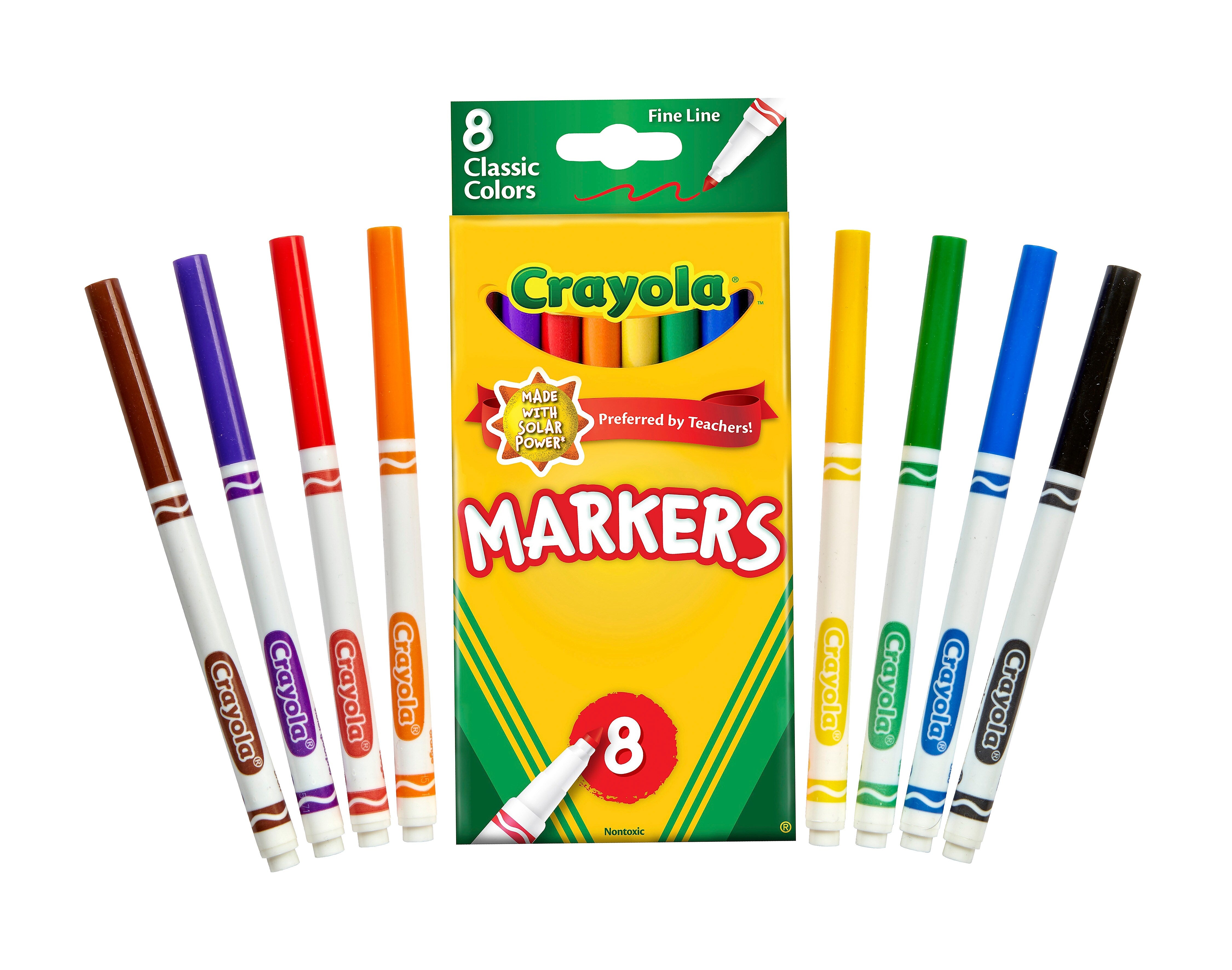 Crayola Kid's Markers, Fine, Assorted Colors, 8/Box