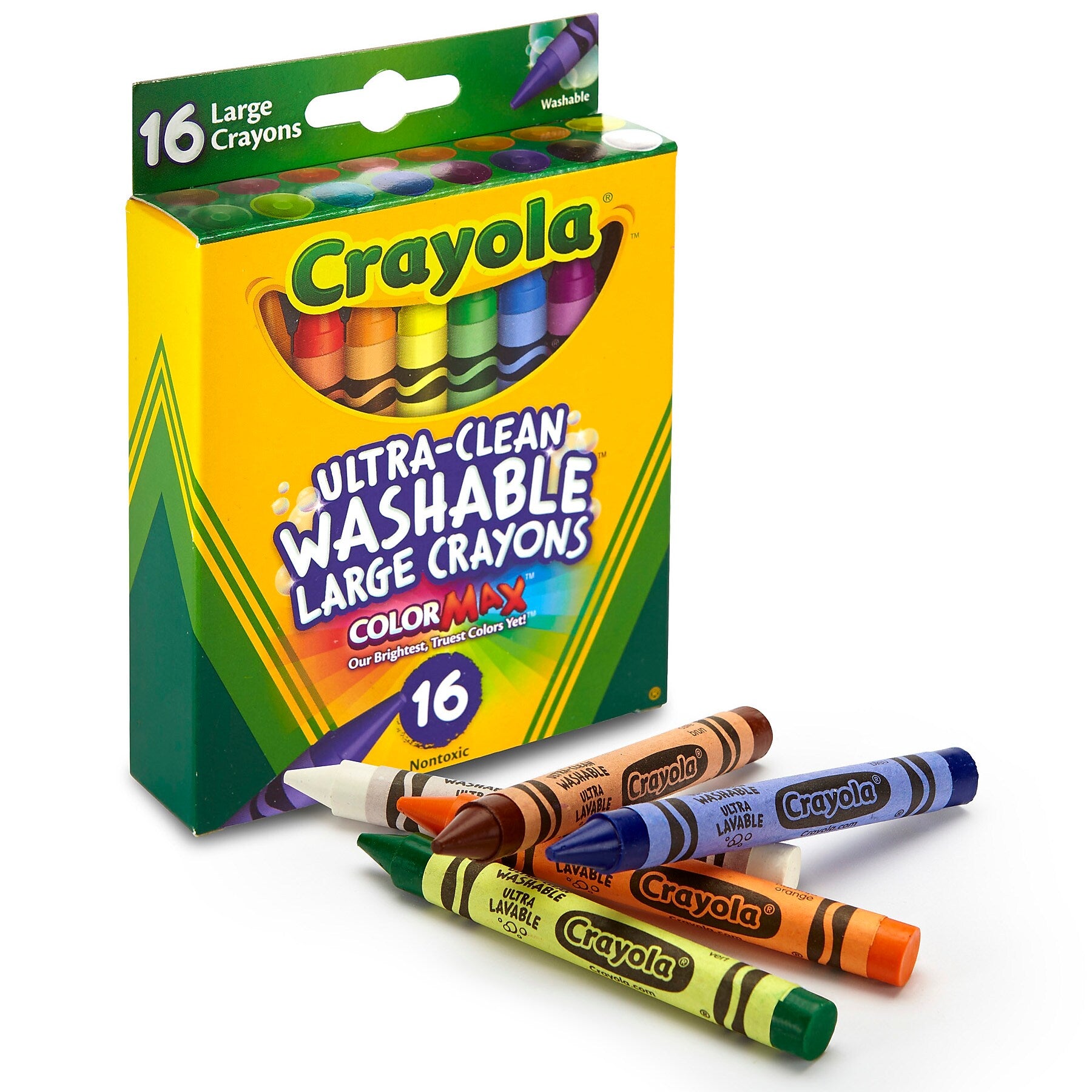 Crayola Large Ultra-Clean Washable Crayons, 16/Box, 6 Boxes