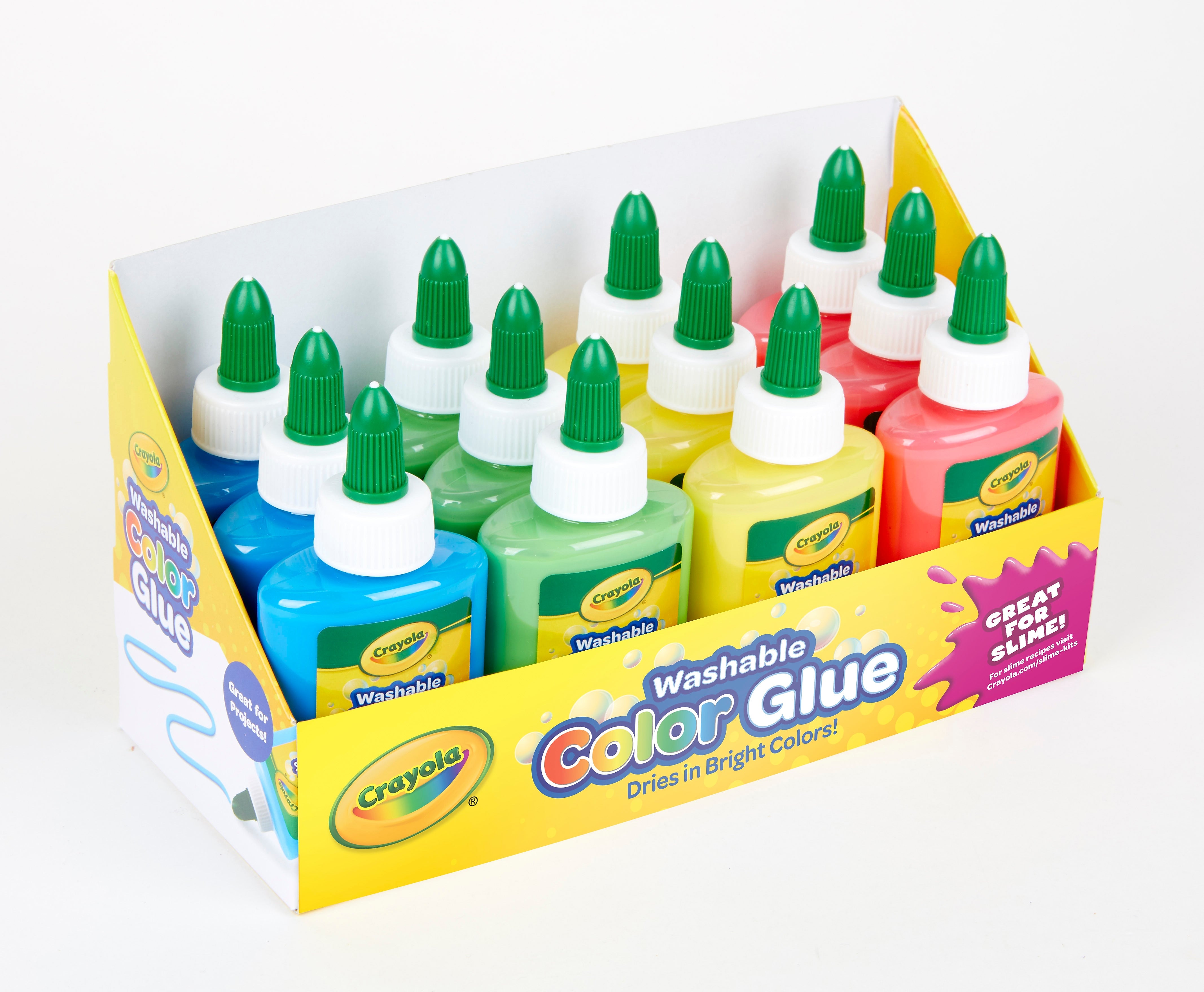 Crayola Non-toxic Washable Removable School Glue, 4 oz., Assorted, 12/Pack