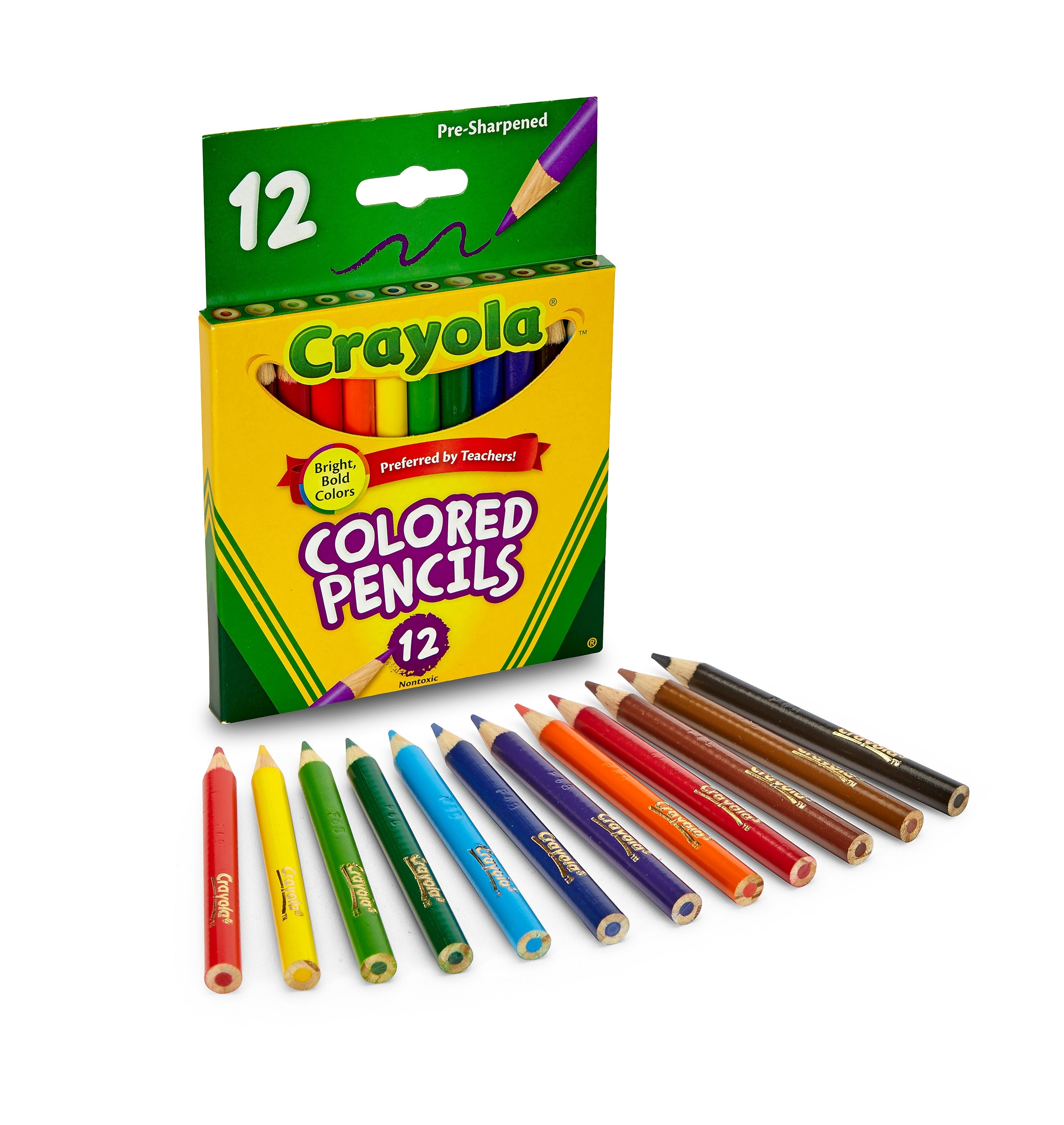 Crayola Short Barrel Colored Pencils, Assorted Colors, 12/Box