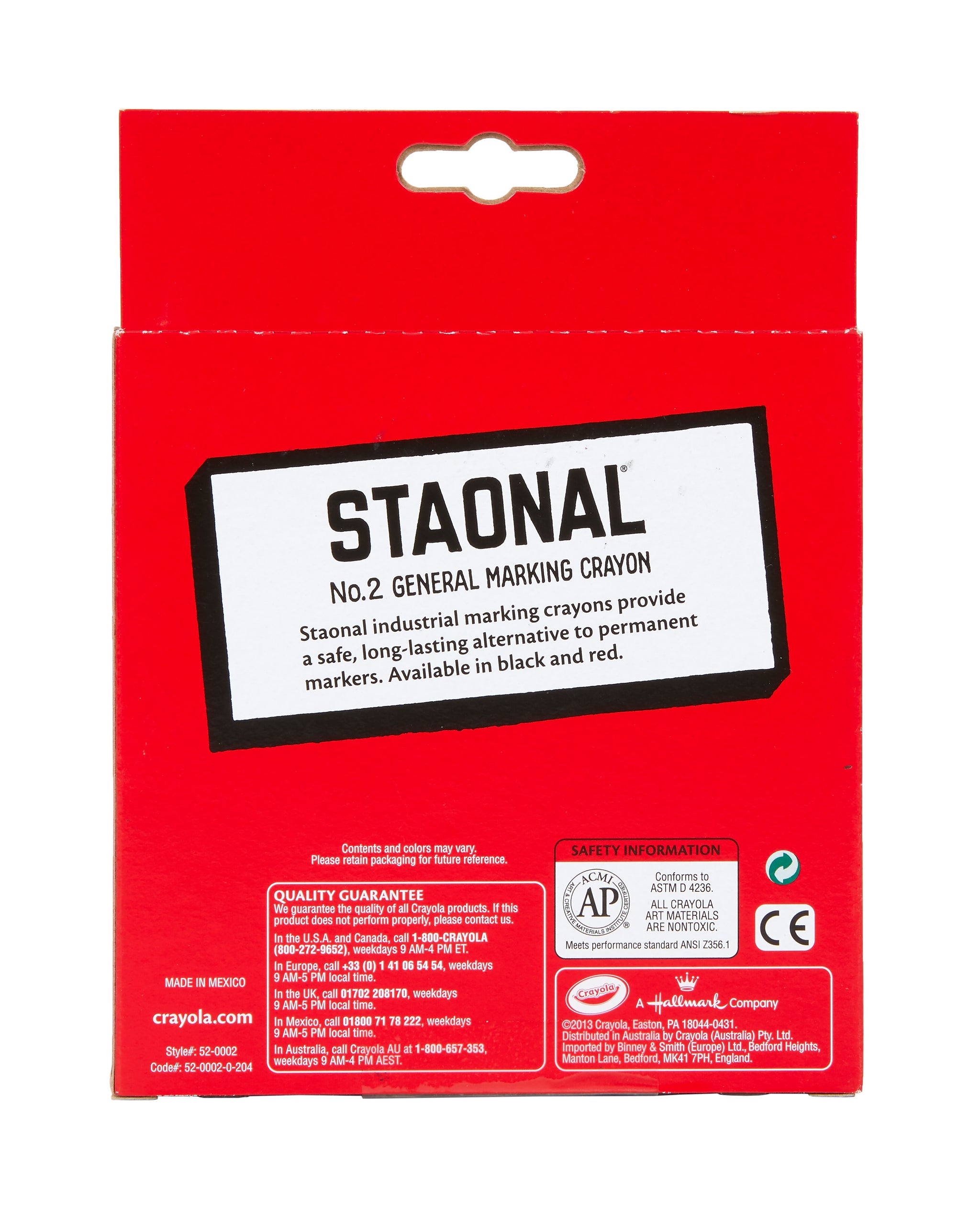 Crayola Staonal Marking Crayons, Black, 8/Box