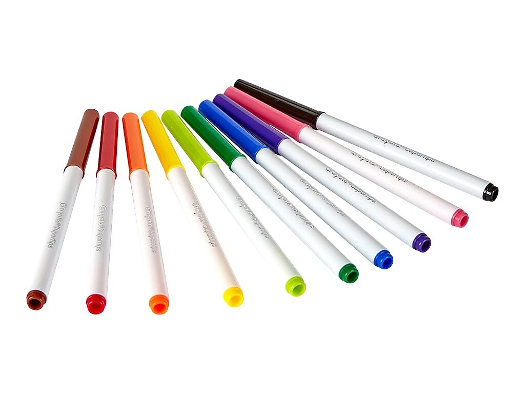 Crayola Super Tips Washable Markers, Fine Line, Assorted Colors, 10/Box