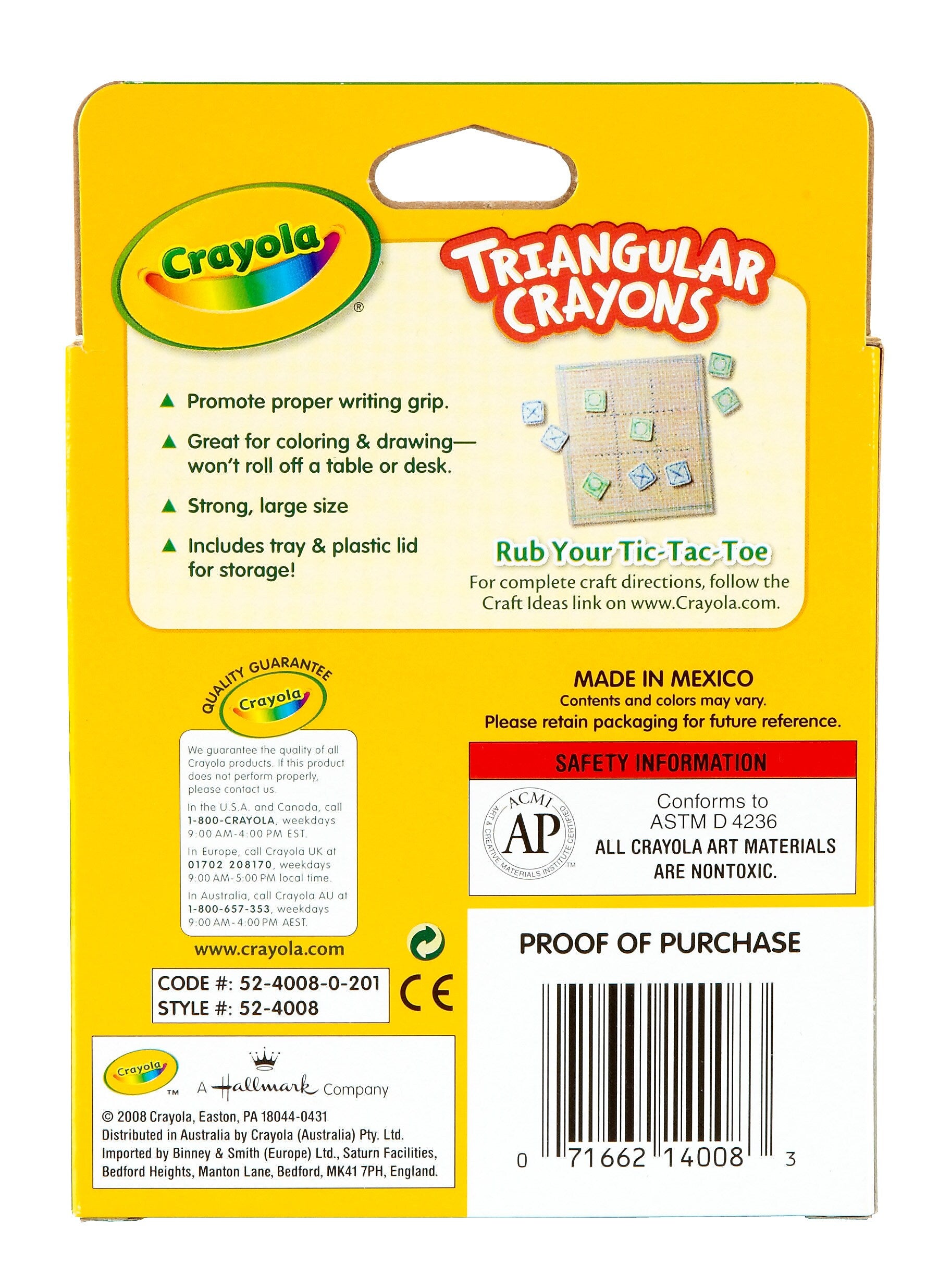Crayola Triangular Crayons, Assorted Colors, 8/Box