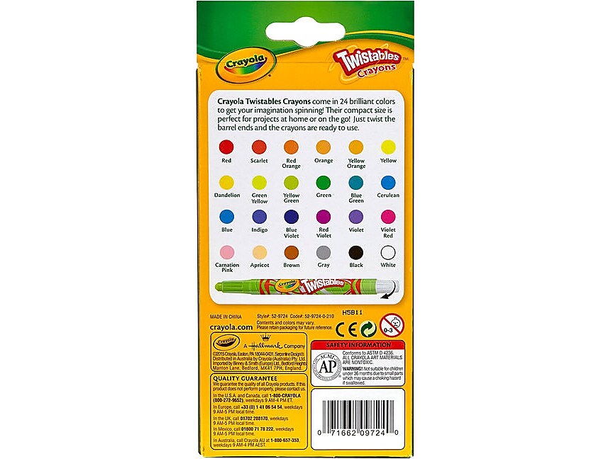 Crayola Twistables Mini Crayons, Assorted Colors, 24/Box, 12 Boxes/Carton