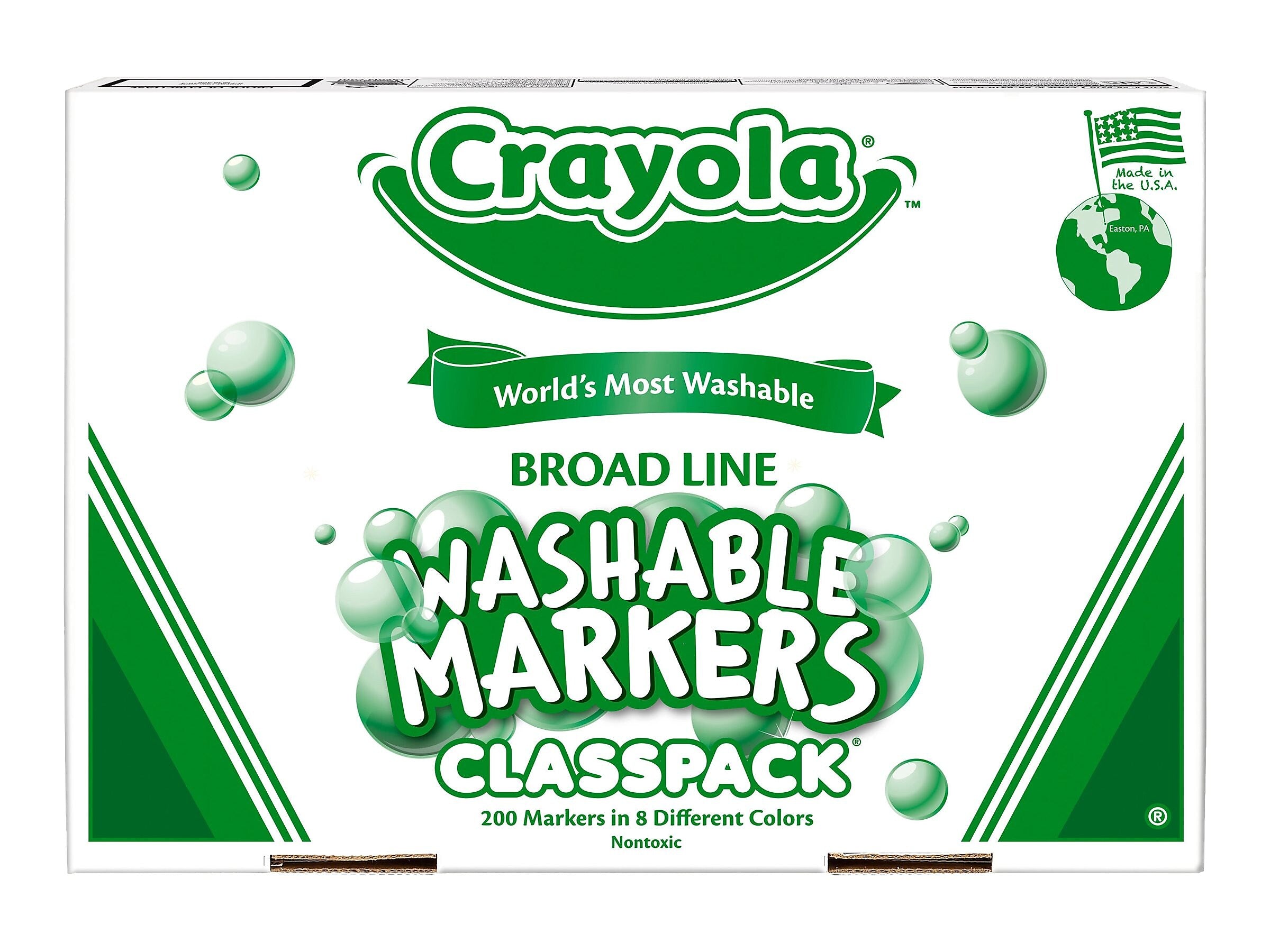 Crayola Ultra-Clean Washable Markers, Broad Line, Assorted Colors, 200/Carton